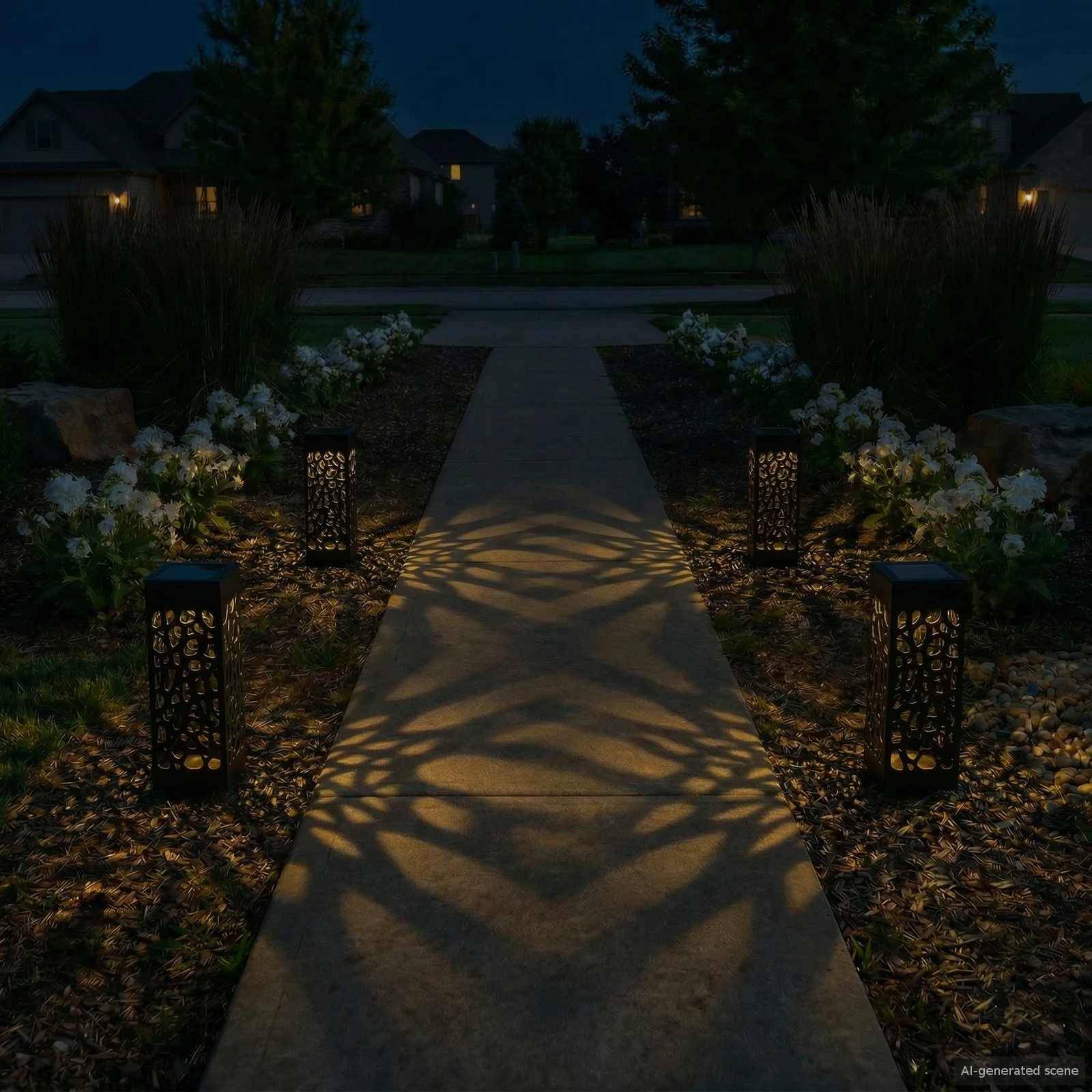 vidaXL Außen Solarlichter mit Erdnagel 4 pcs Warmes Weiß 29 cm PP
