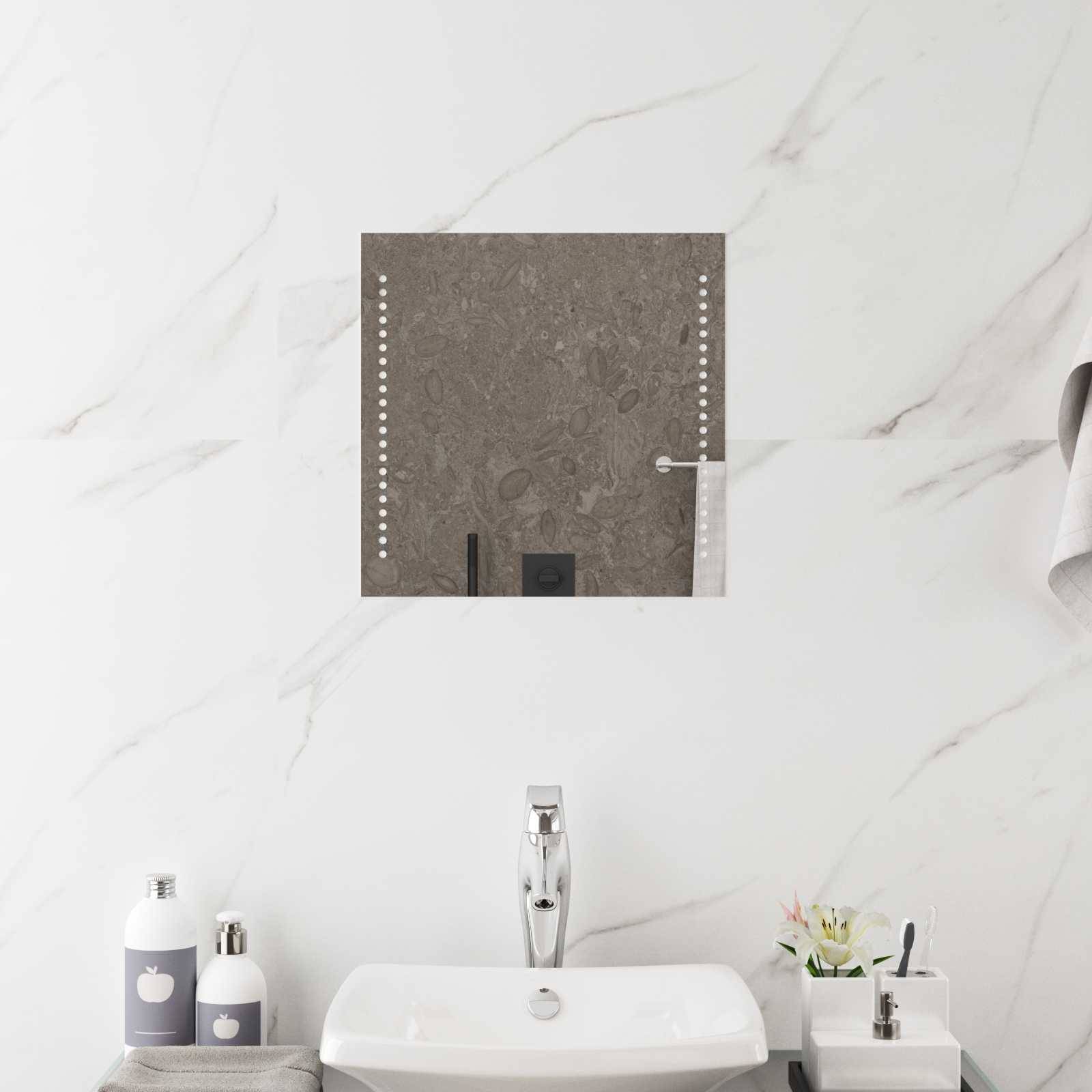 vidaXL LED-Badezimmerspiegel Transparent 40 x 40 cm Gehärtetes Glas