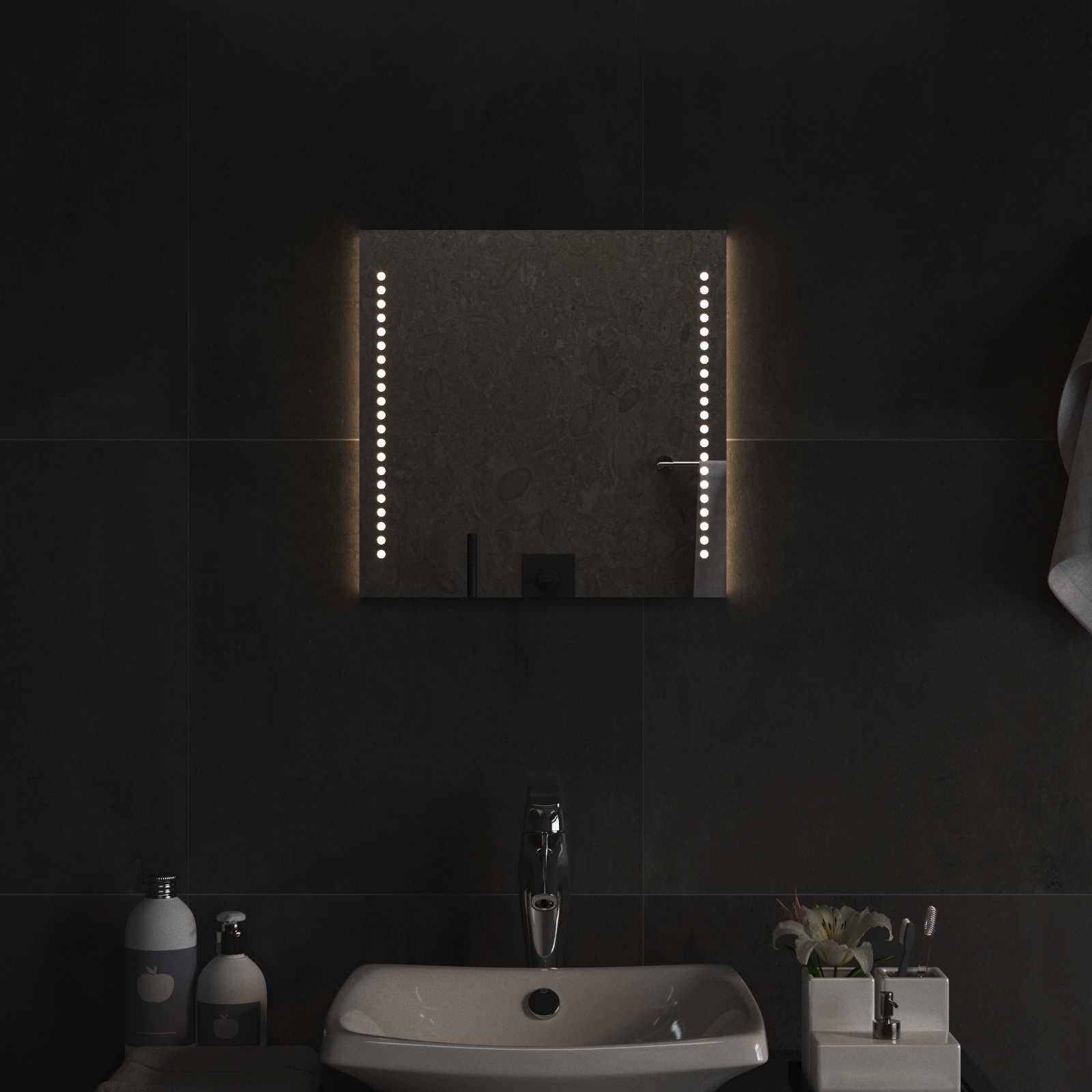vidaXL LED-Badezimmerspiegel Transparent 40 x 40 cm Gehärtetes Glas