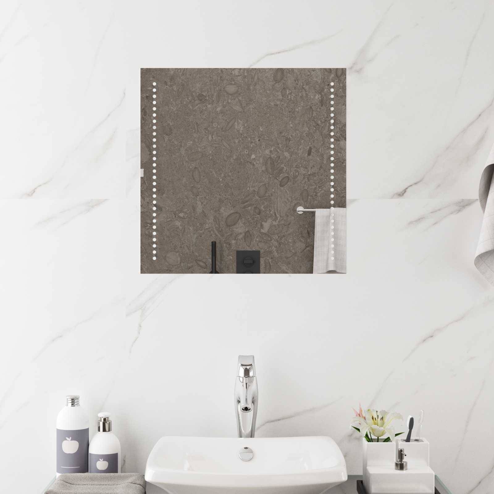 vidaXL LED-Badezimmerspiegel Transparent 50 x 50 cm Gehärtetes Glas