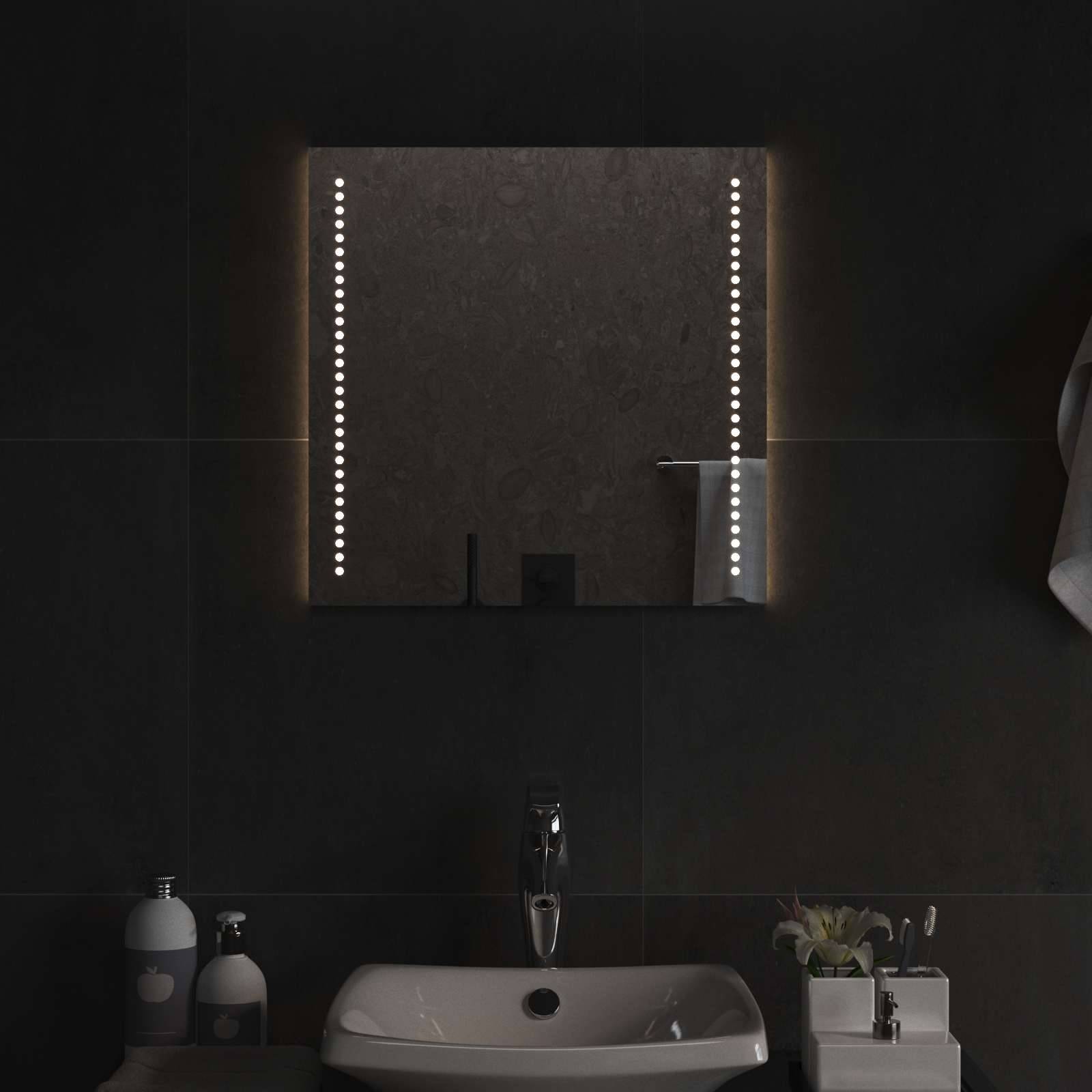 vidaXL LED-Badezimmerspiegel Transparent 50 x 50 cm Gehärtetes Glas