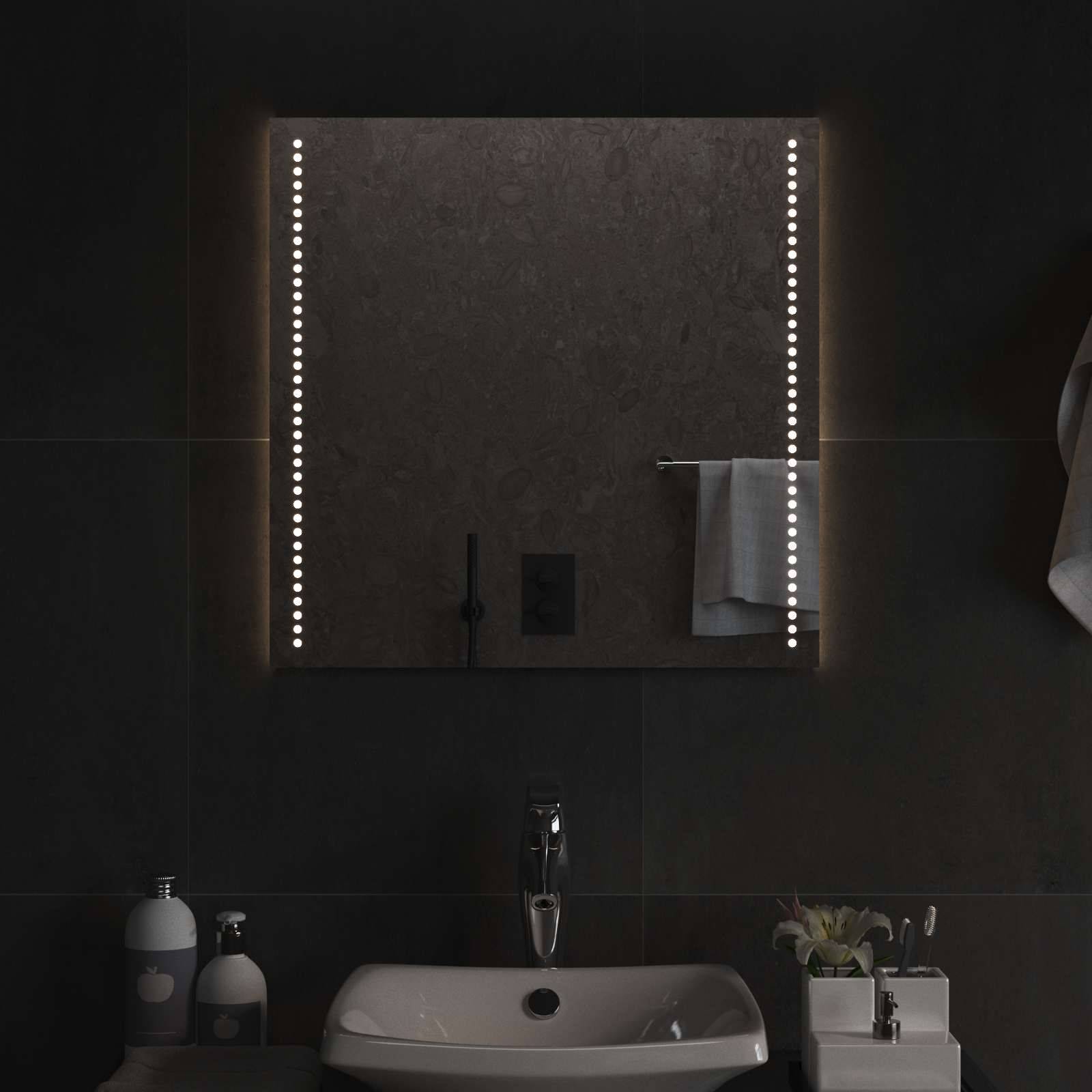 vidaXL LED-Badezimmerspiegel Transparent 60 x 60 cm Gehärtetes Glas