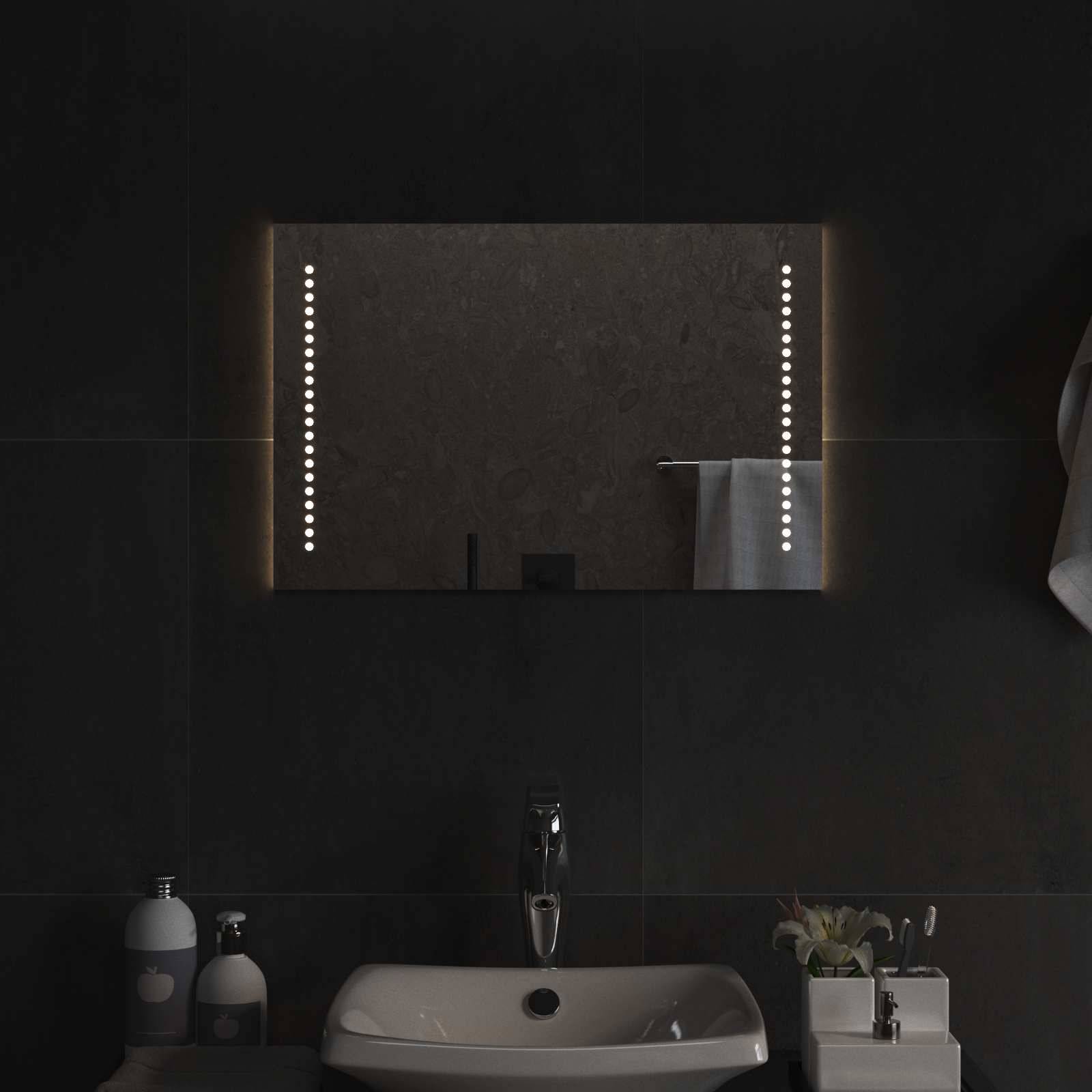 vidaXL LED-Badezimmerspiegel Transparent 60 x 40 cm Gehärtetes Glas