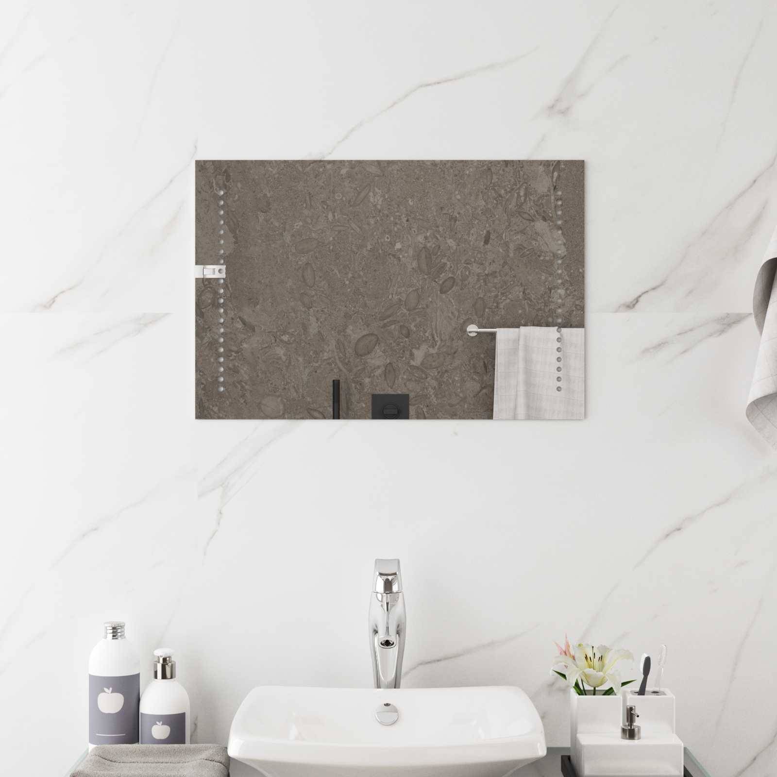 vidaXL LED-Badezimmerspiegel Transparent 60 x 40 cm Gehärtetes Glas