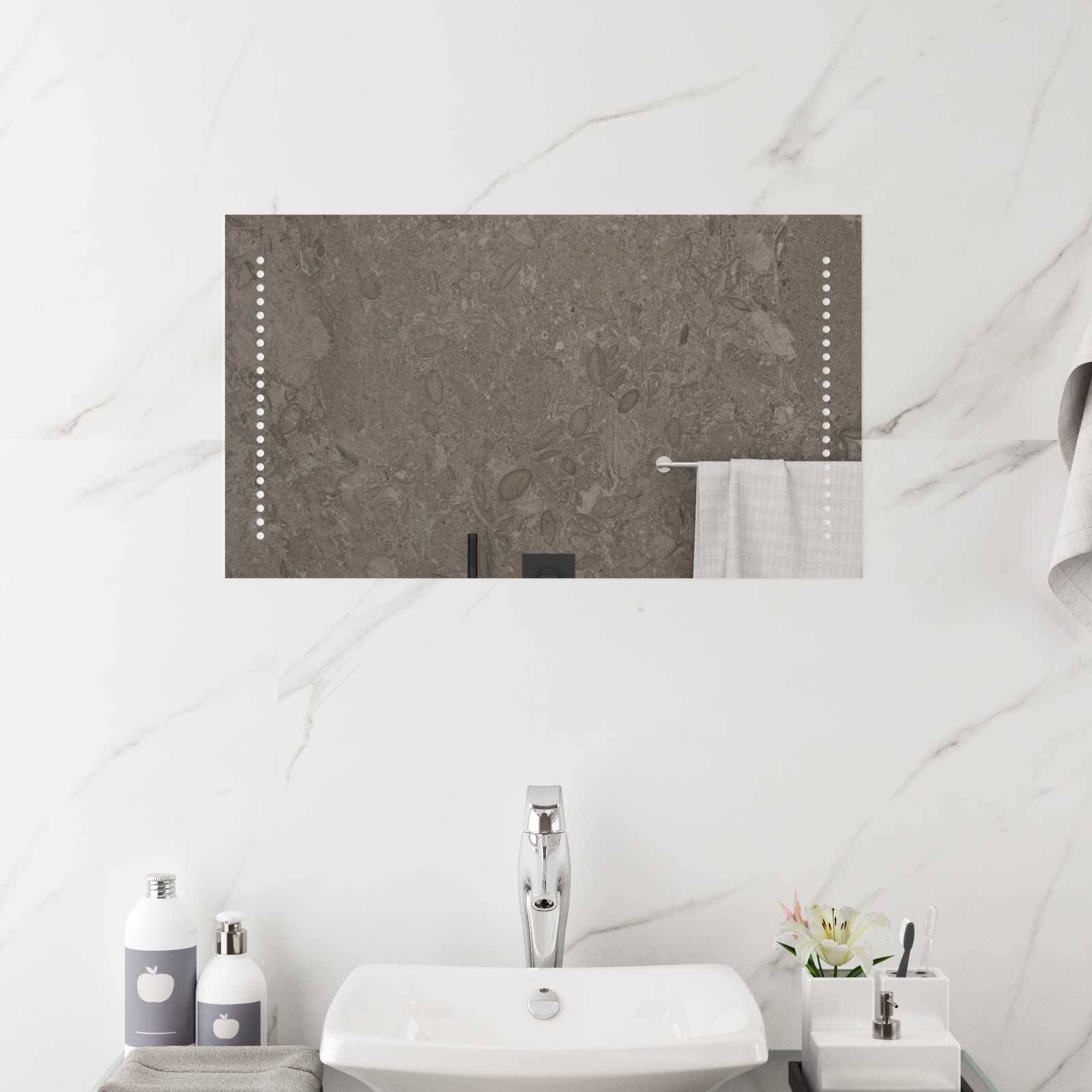 vidaXL LED-Badezimmerspiegel Transparent 70 x 40 cm Gehärtetes Glas