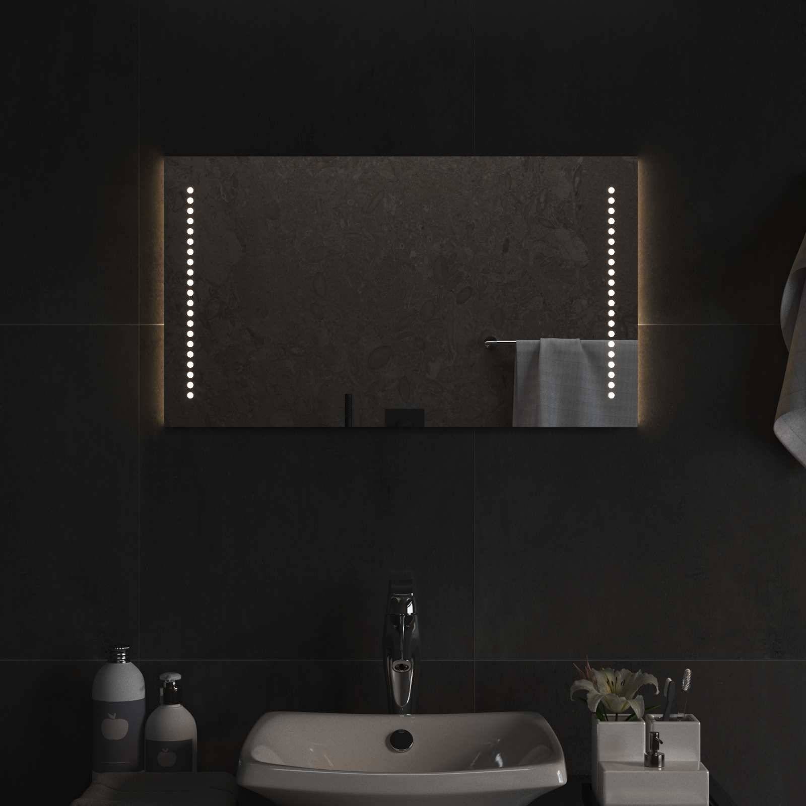 vidaXL LED-Badezimmerspiegel Transparent 70 x 40 cm Gehärtetes Glas