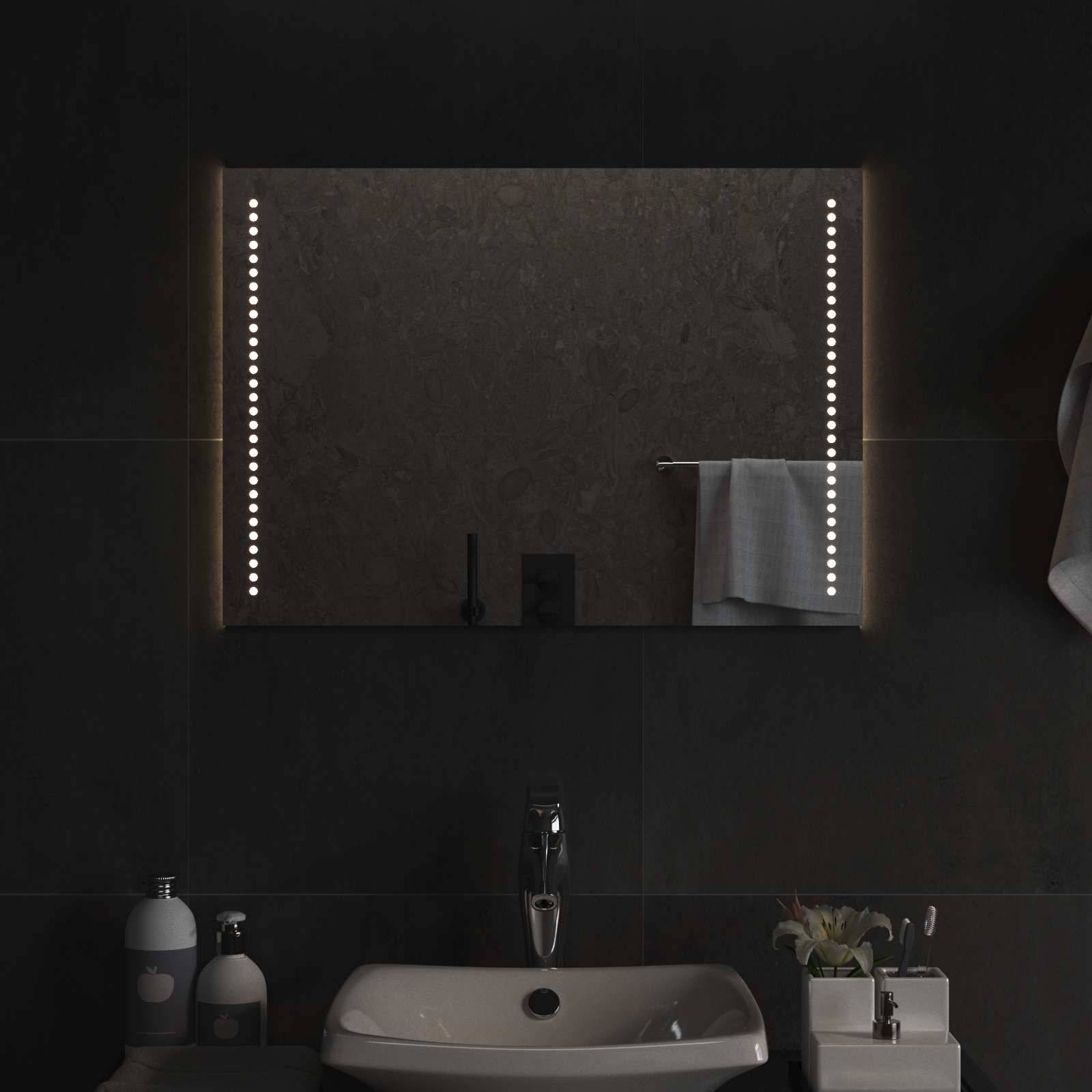 vidaXL LED-Badezimmerspiegel Transparent 70 x 50 cm Gehärtetes Glas