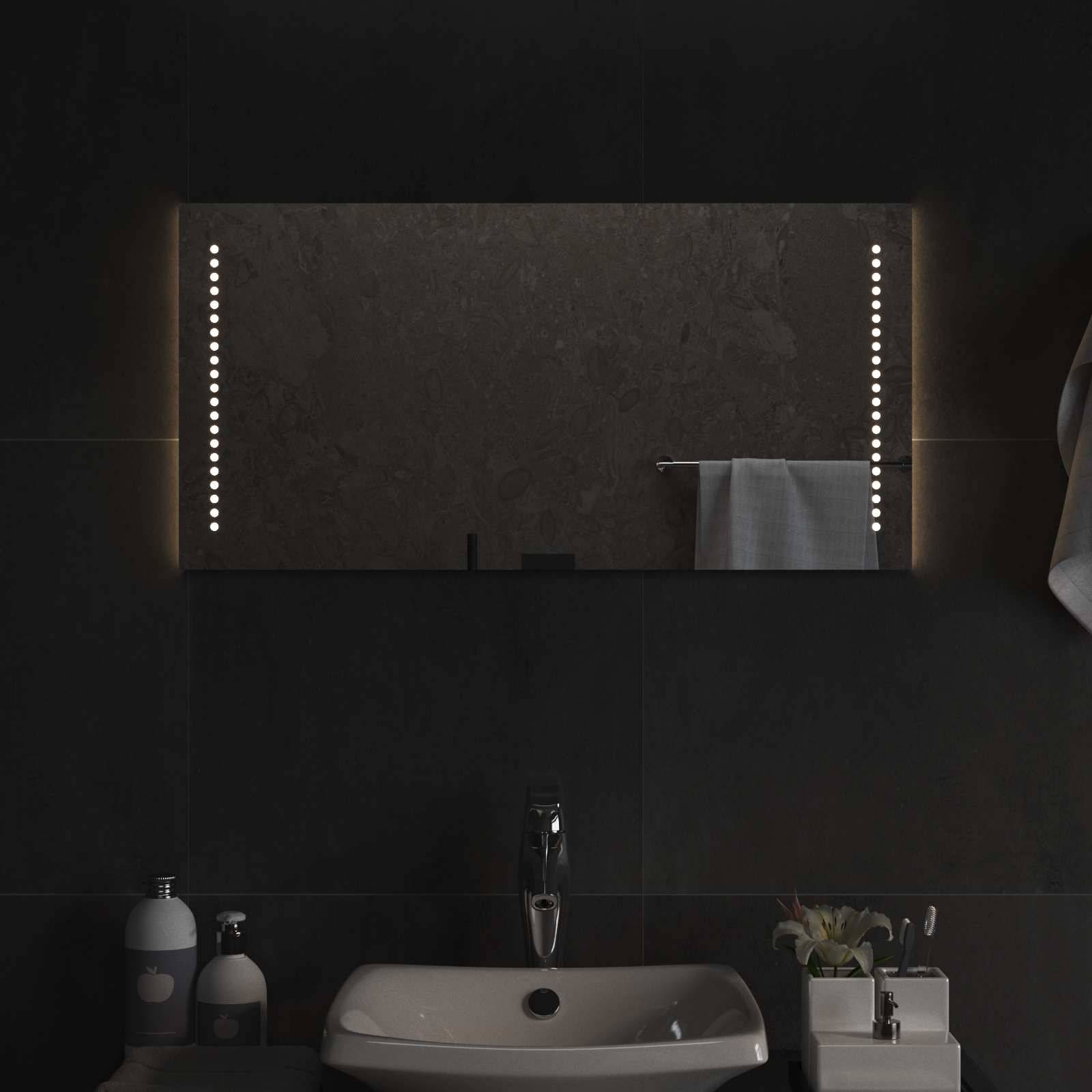 vidaXL LED-Badezimmerspiegel Transparent 80 x 40 cm Gehärtetes Glas