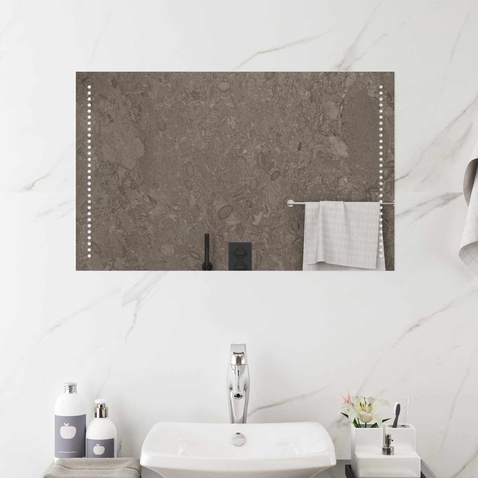 vidaXL LED-Badezimmerspiegel Transparent 80 x 50 cm Gehärtetes Glas