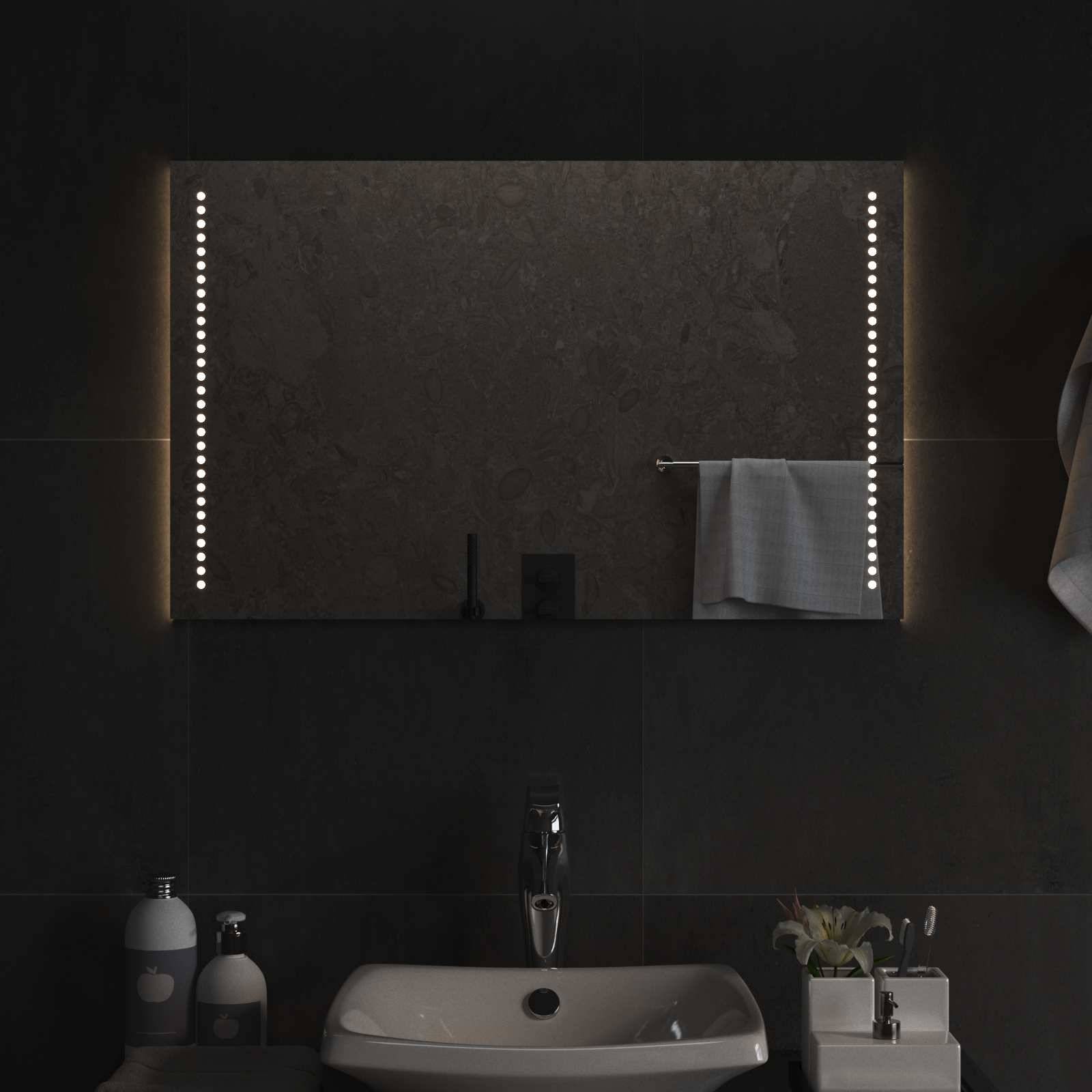 vidaXL LED-Badezimmerspiegel Transparent 80 x 50 cm Gehärtetes Glas