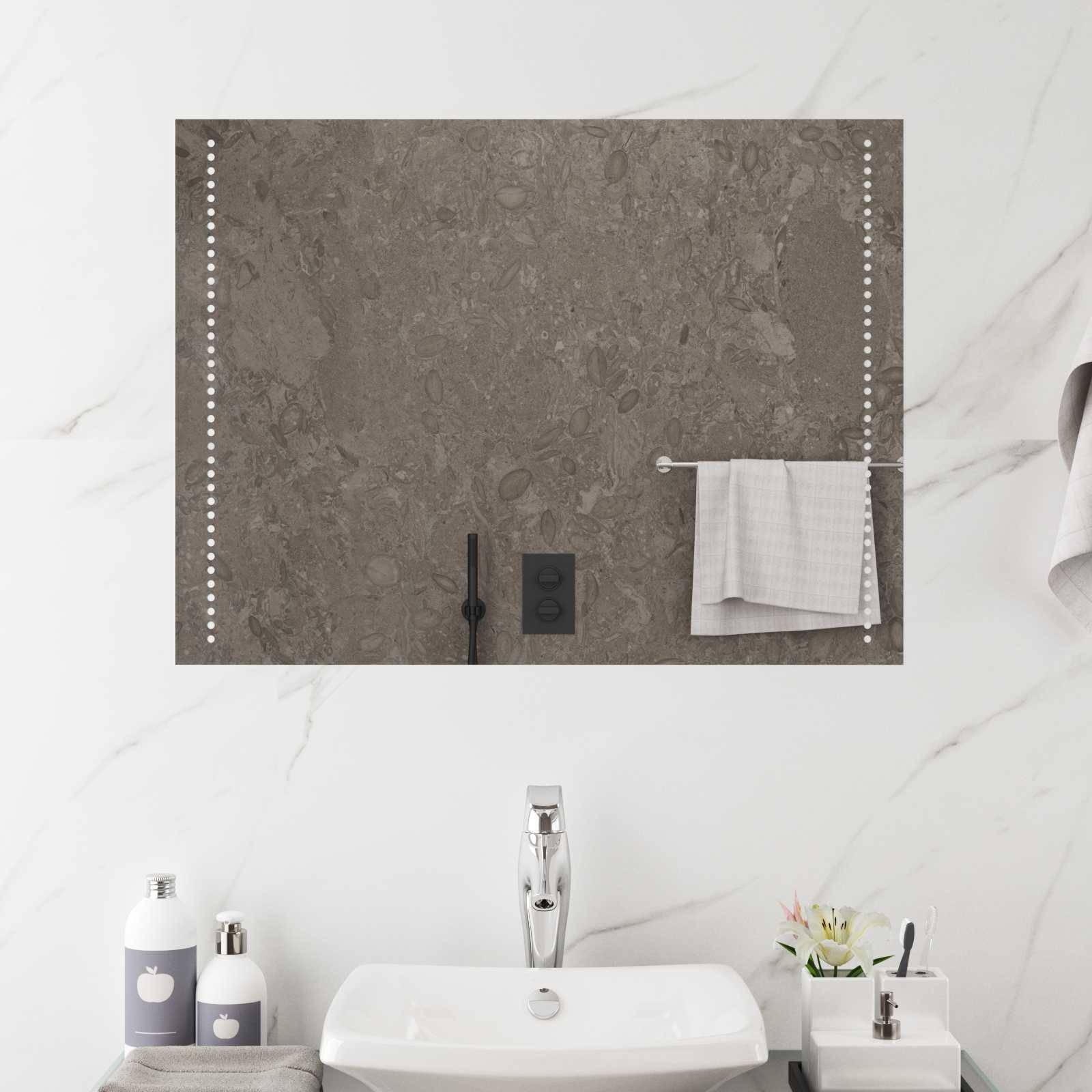 vidaXL LED-Badezimmerspiegel Transparent 80 x 60 cm Gehärtetes Glas