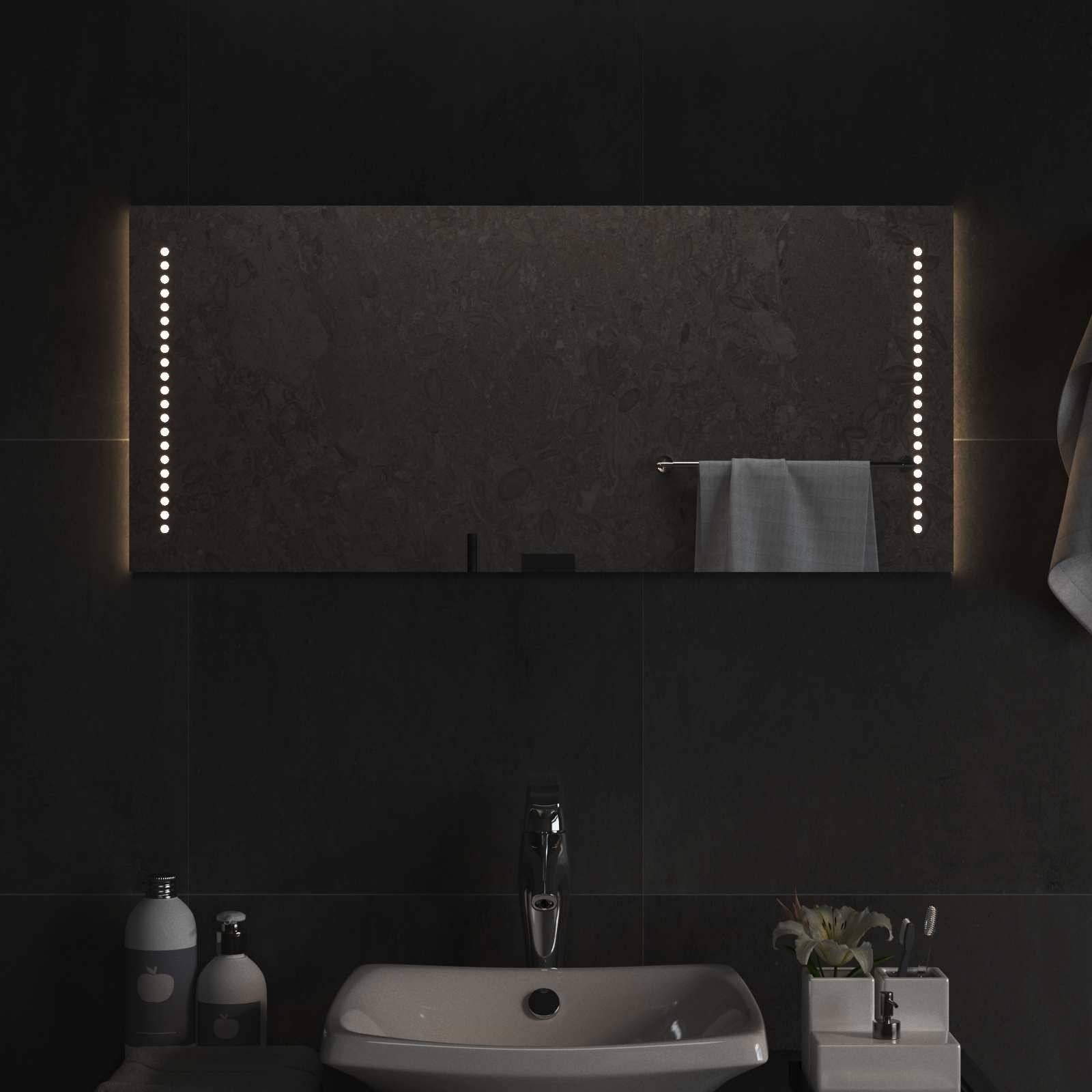 vidaXL LED-Badezimmerspiegel Transparent 90 x 40 cm Gehärtetes Glas