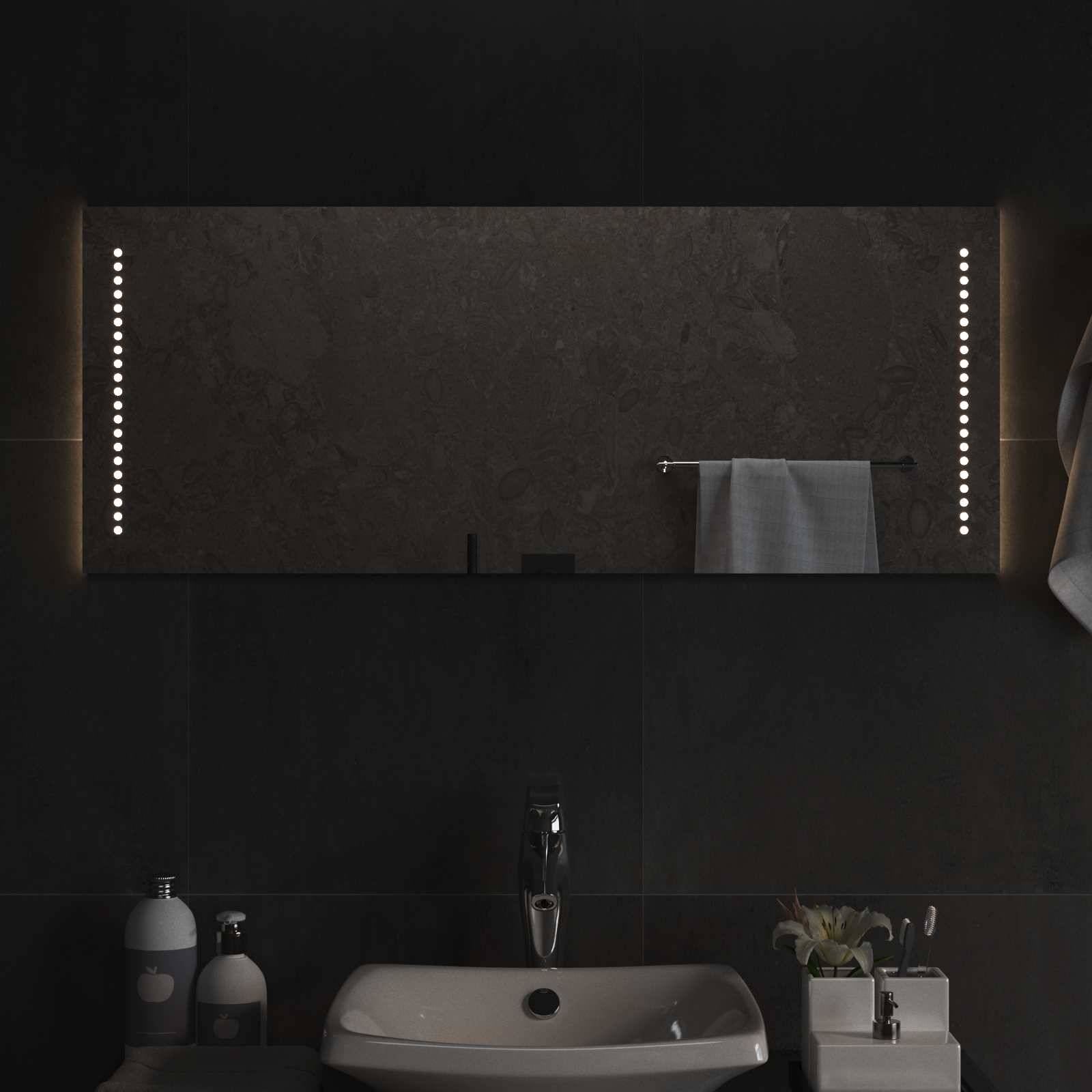 vidaXL LED-Badezimmerspiegel Transparent 100 x 40 cm Gehärtetes Glas
