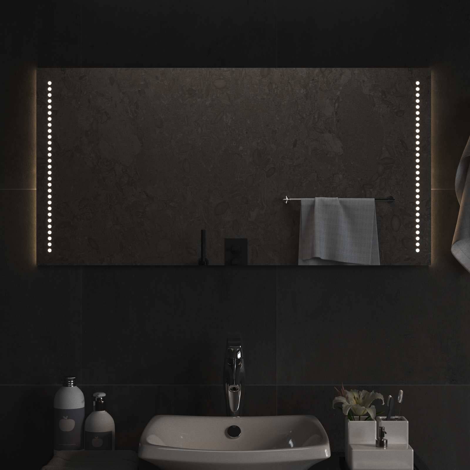 vidaXL LED-Badezimmerspiegel Transparent 100 x 50 cm Gehärtetes Glas