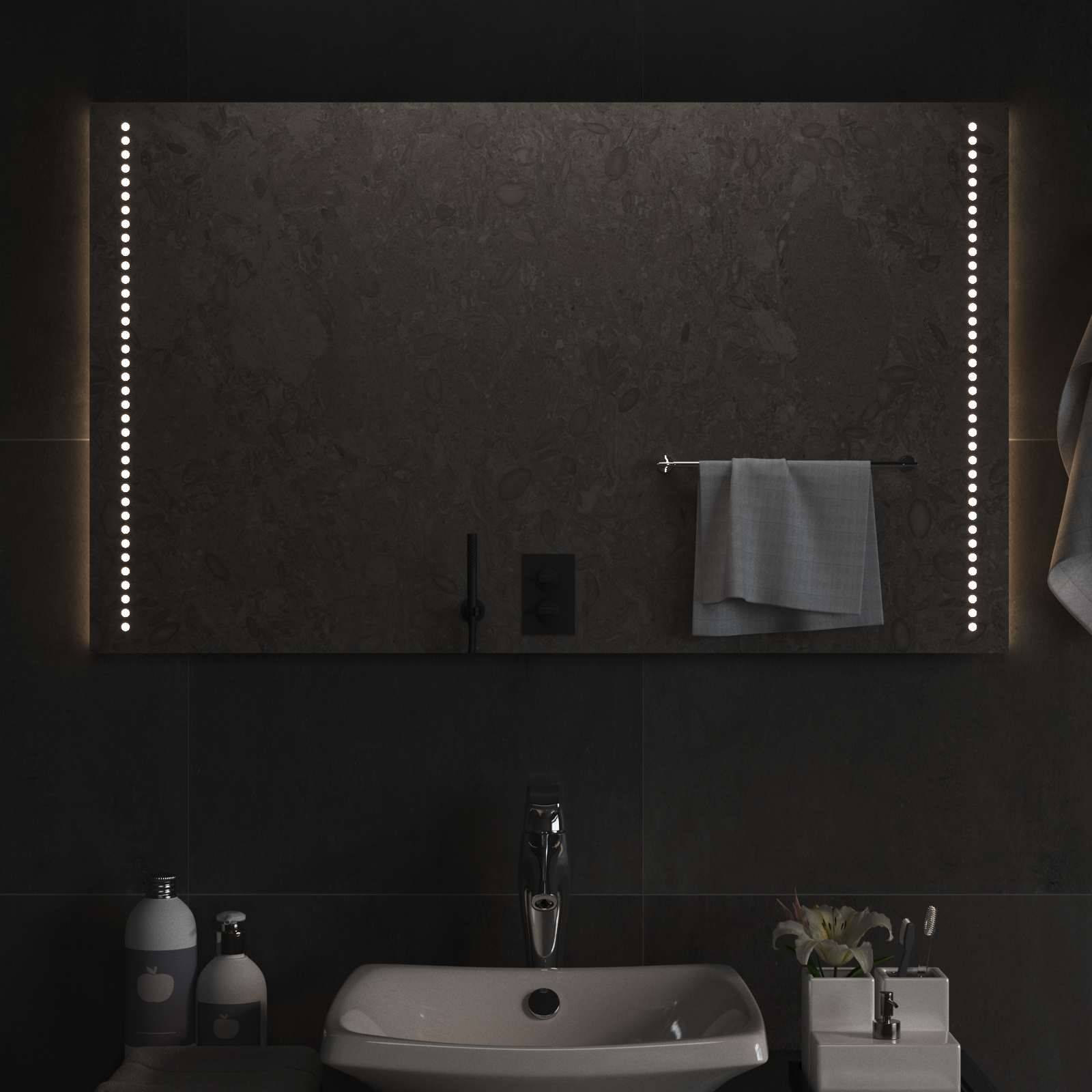 vidaXL LED-Badezimmerspiegel Transparent 100 x 60 cm Gehärtetes Glas