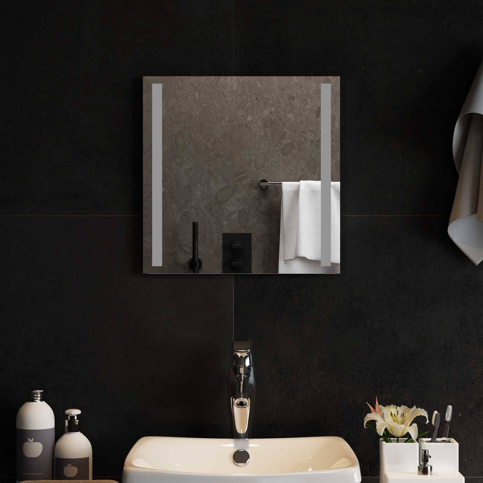 vidaXL LED-Badezimmerspiegel Transparent 40 x 40 cm Gehärtetes Glas