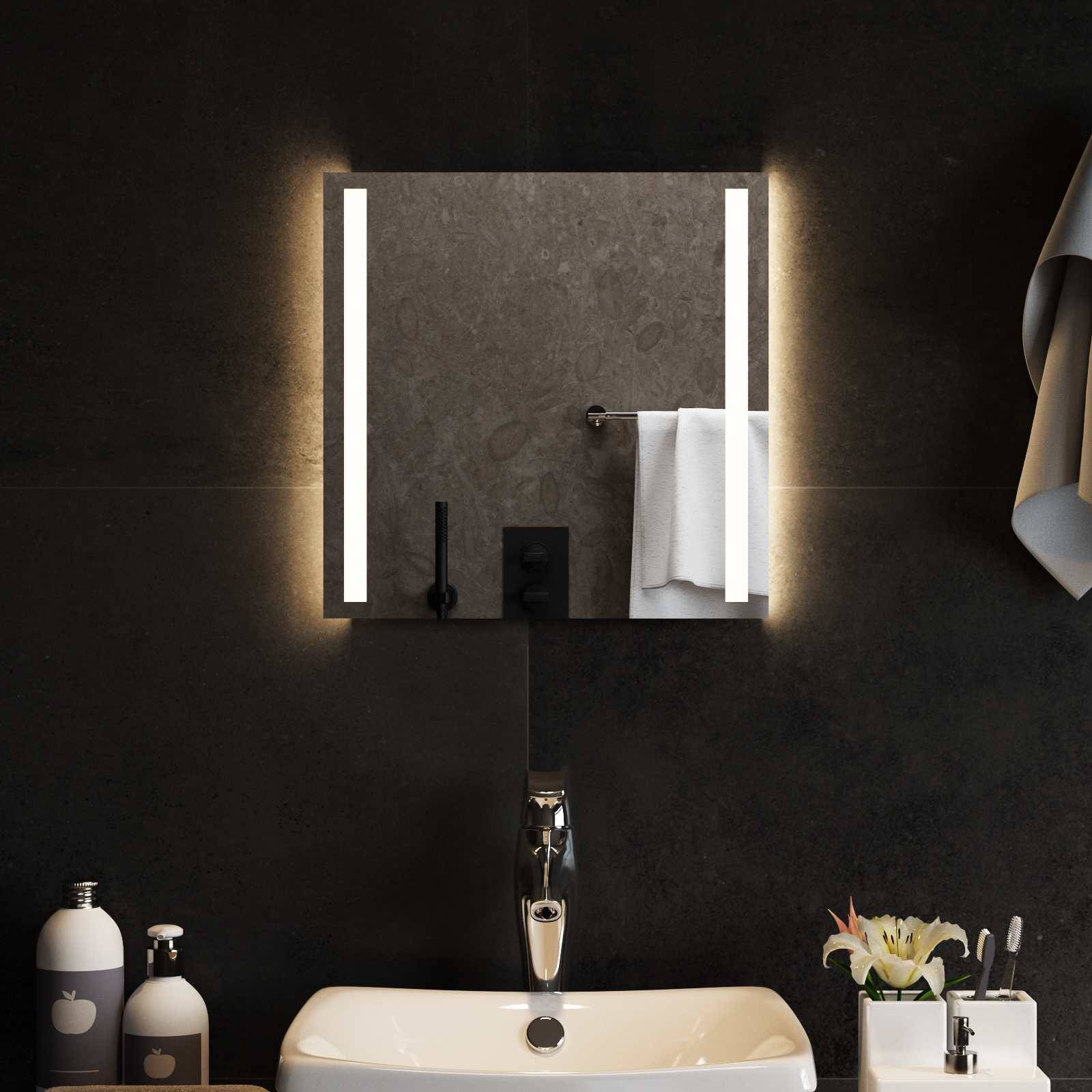 vidaXL LED-Badezimmerspiegel Transparent 40 x 40 cm Gehärtetes Glas