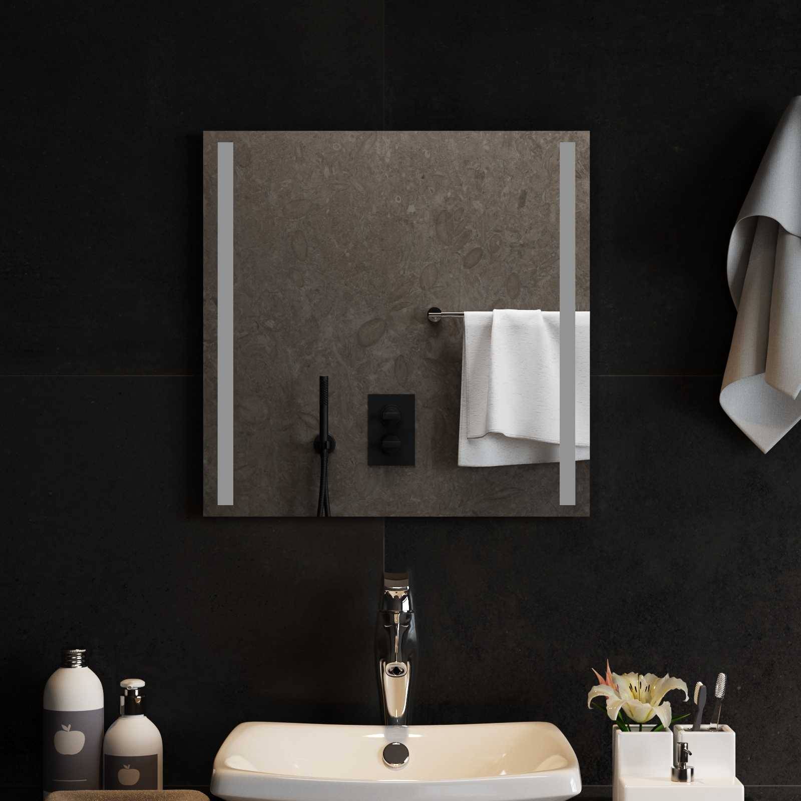 vidaXL LED-Badezimmerspiegel Transparent 50 x 50 cm Gehärtetes Glas