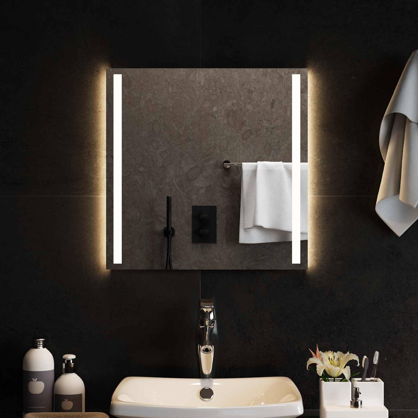 vidaXL LED-Badezimmerspiegel Transparent 50 x 50 cm Gehärtetes Glas