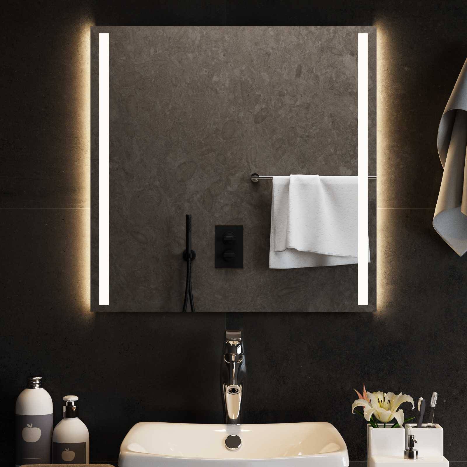 vidaXL LED-Badezimmerspiegel Transparent 60 x 60 cm Gehärtetes Glas