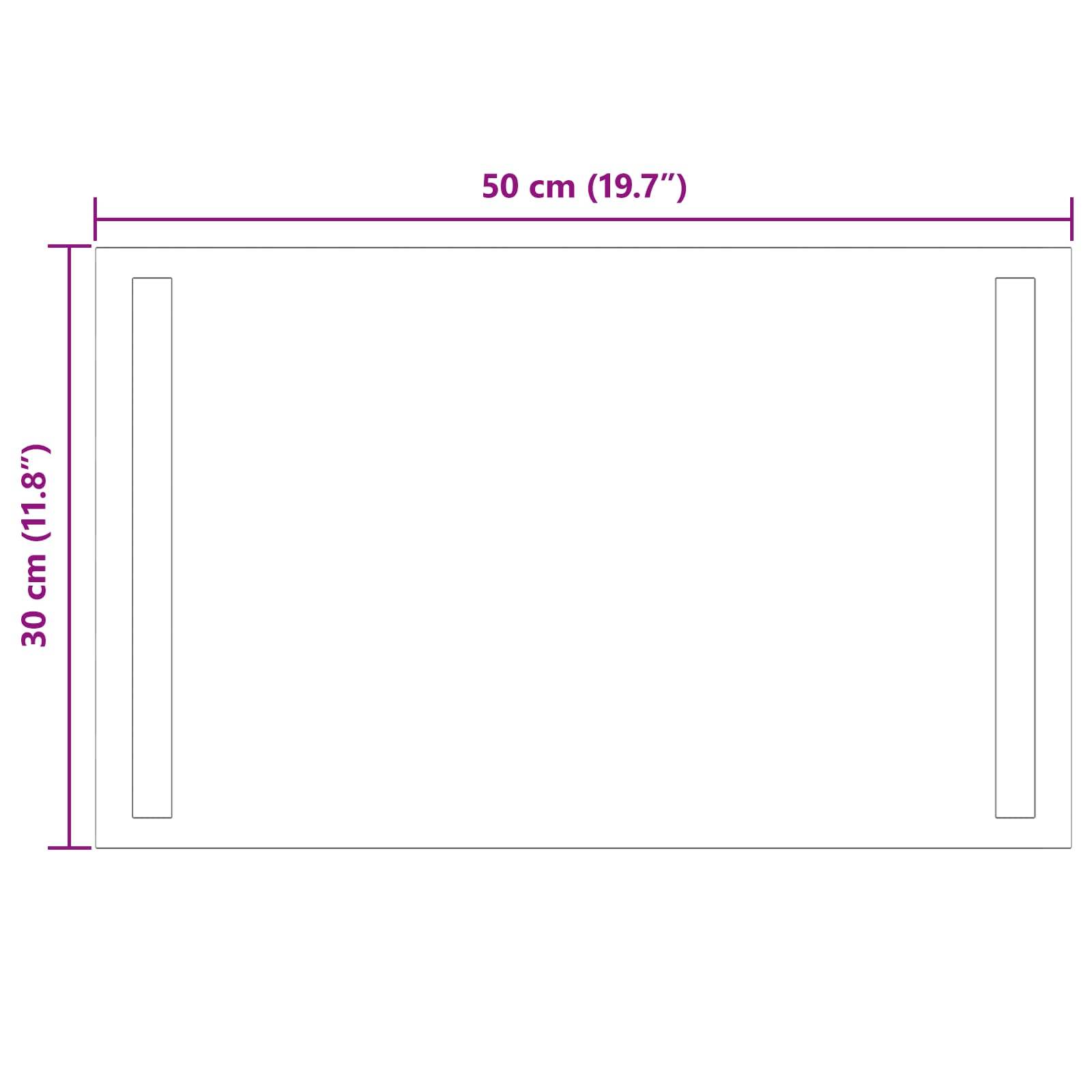 vidaXL LED-Badezimmerspiegel Transparent 50 x 30 cm Gehärtetes Glas