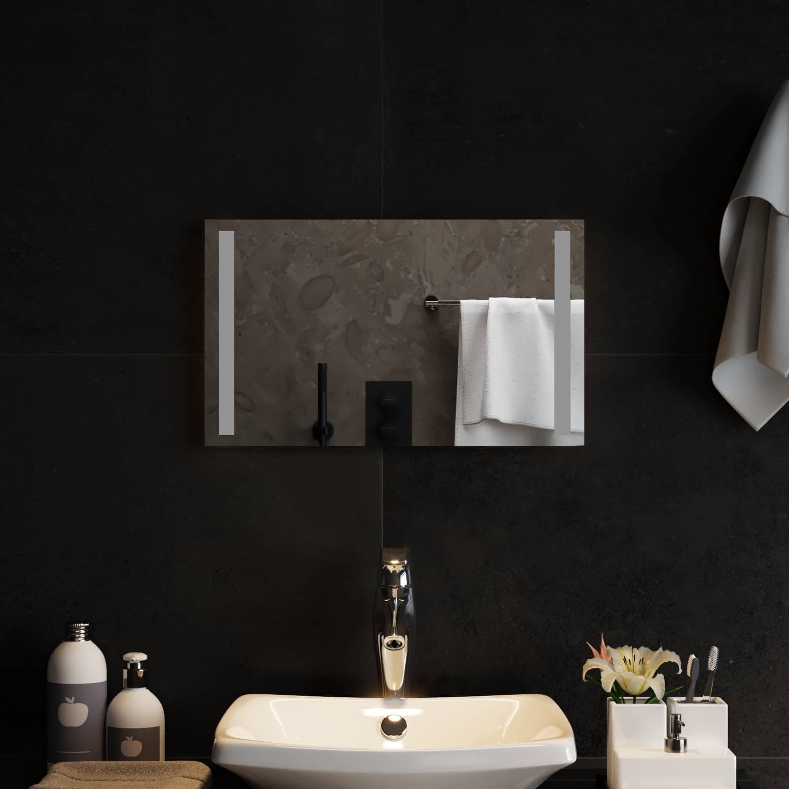 vidaXL LED-Badezimmerspiegel Transparent 50 x 30 cm Gehärtetes Glas