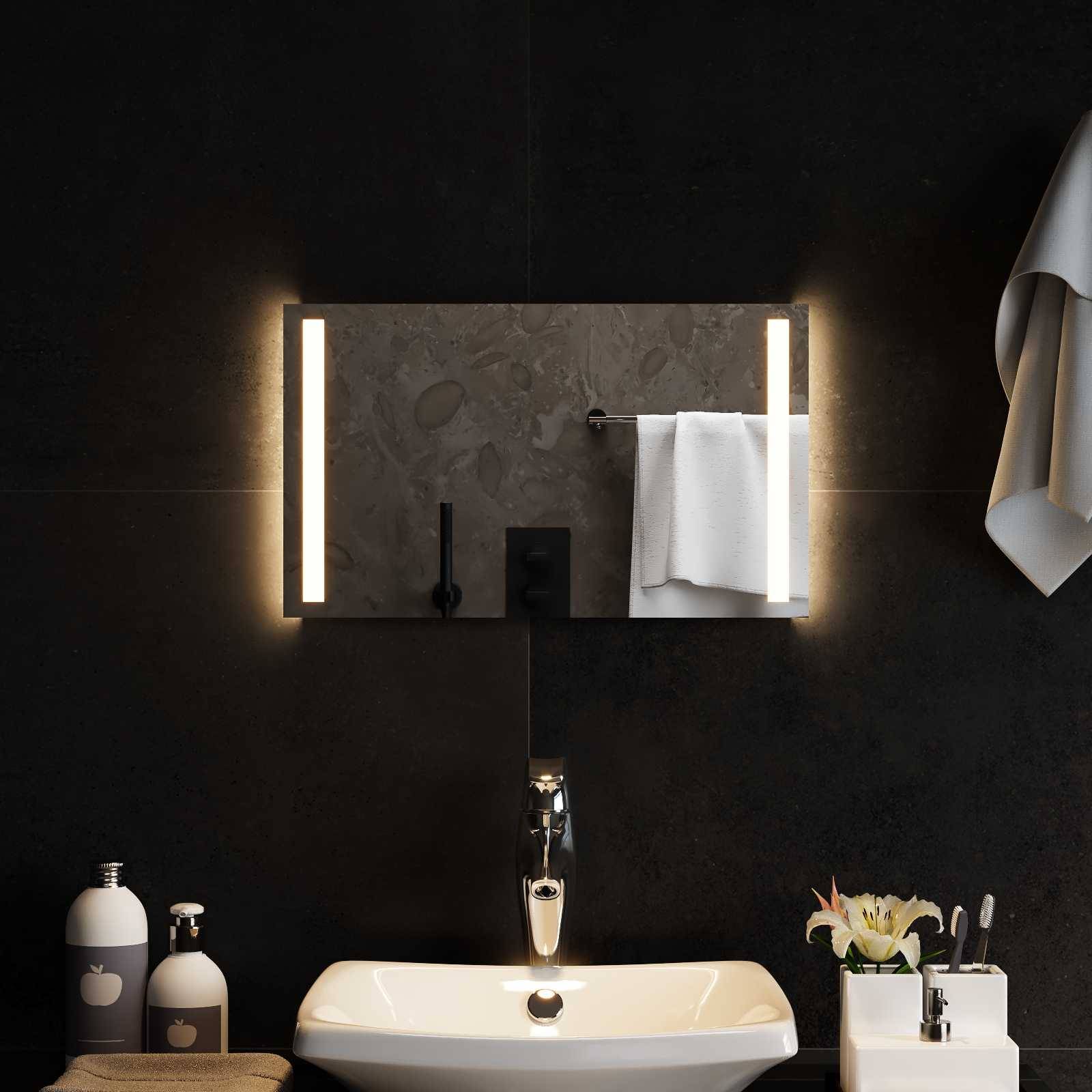 vidaXL LED-Badezimmerspiegel Transparent 50 x 30 cm Gehärtetes Glas