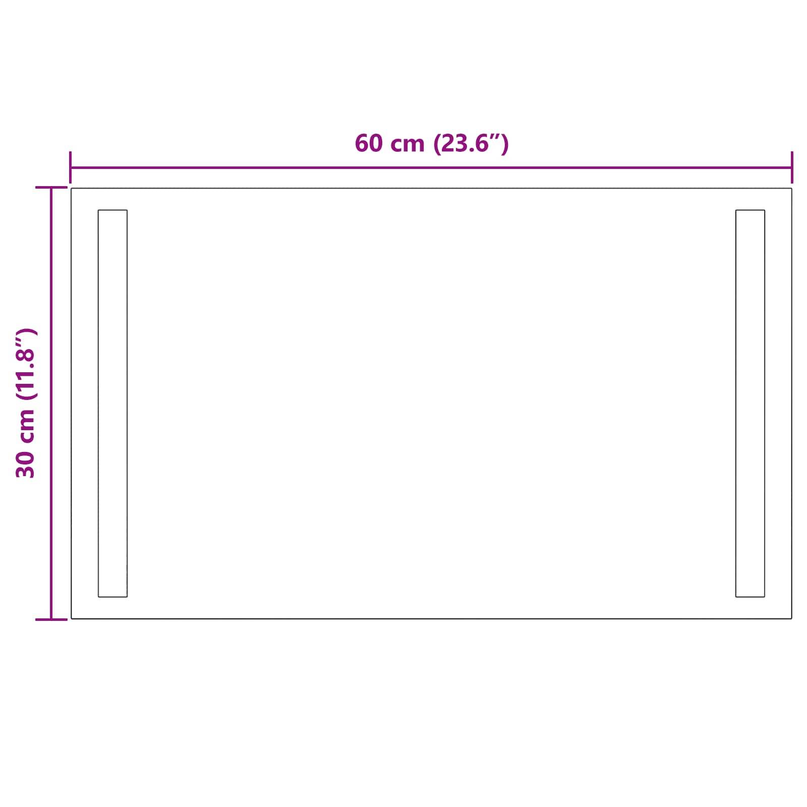 vidaXL LED-Badezimmerspiegel Transparent 60 x 30 cm Gehärtetes Glas