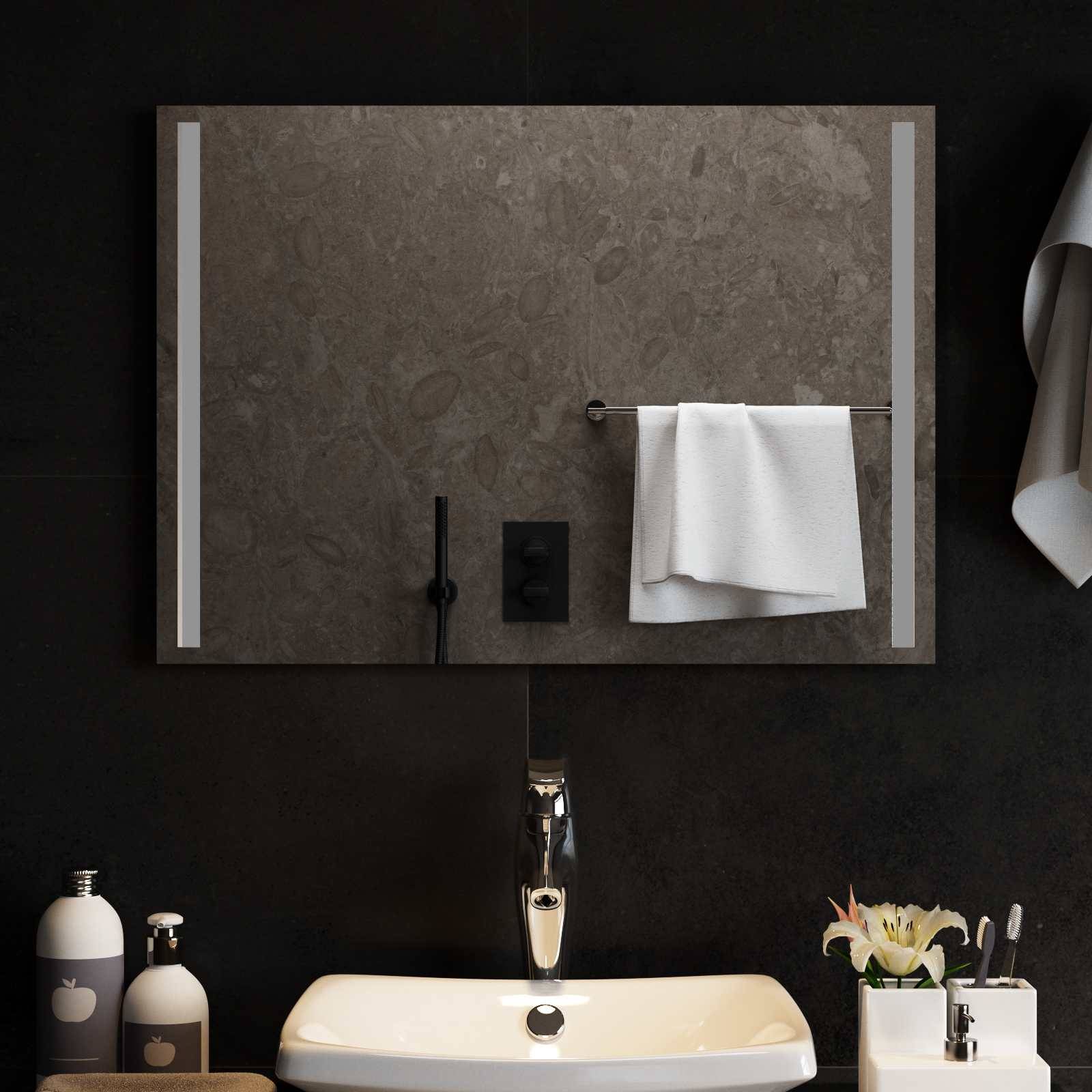 vidaXL LED-Badezimmerspiegel Transparent 70 x 50 cm Gehärtetes Glas