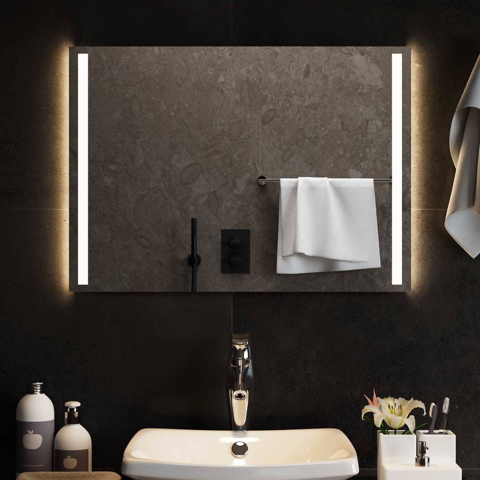 vidaXL LED-Badezimmerspiegel Transparent 70 x 50 cm Gehärtetes Glas