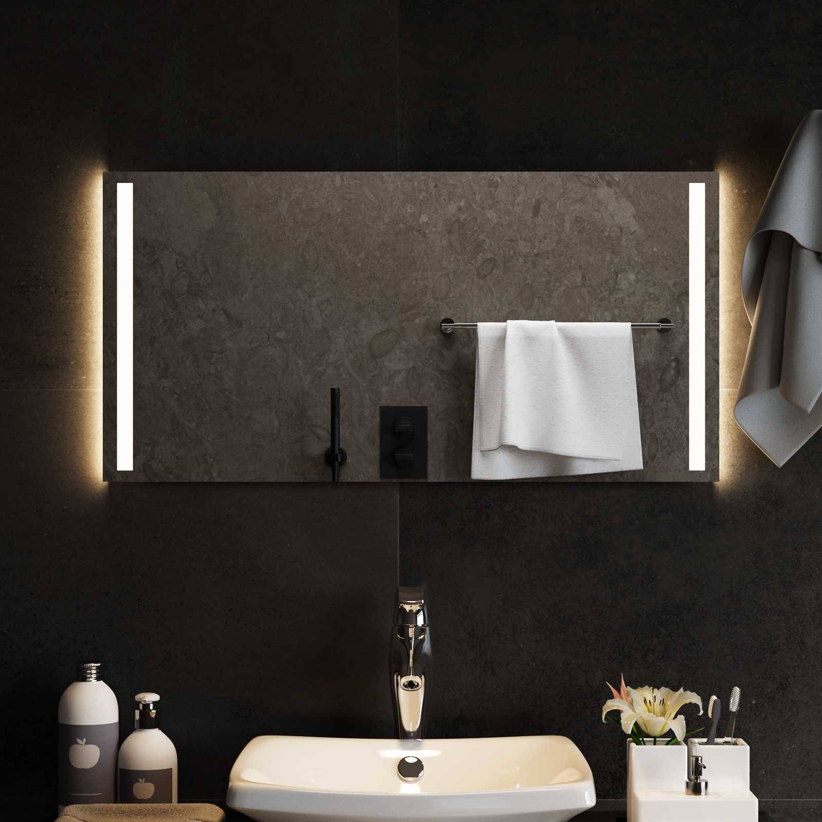 vidaXL LED-Badezimmerspiegel Transparent 80 x 40 cm Gehärtetes Glas