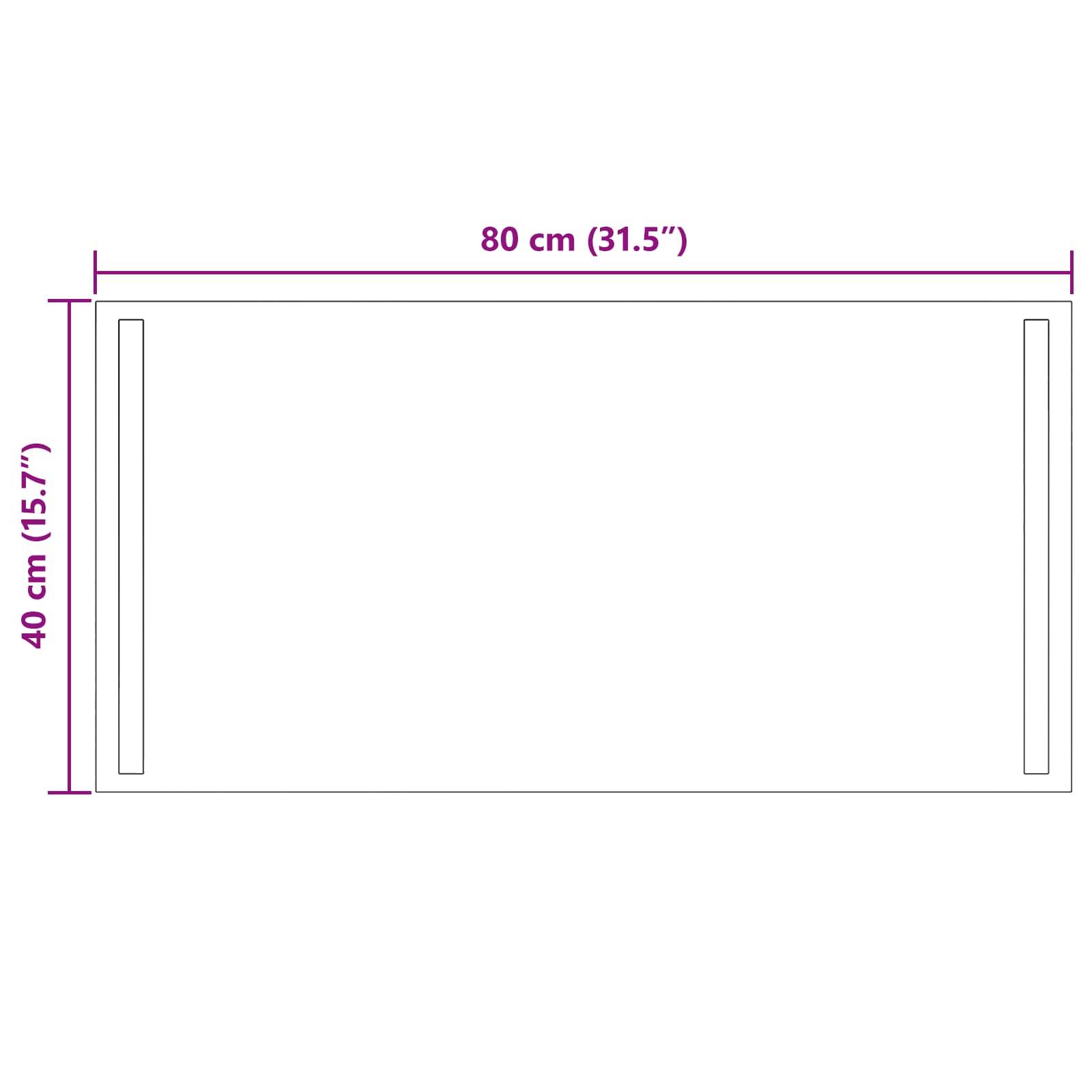 vidaXL LED-Badezimmerspiegel Transparent 80 x 40 cm Gehärtetes Glas