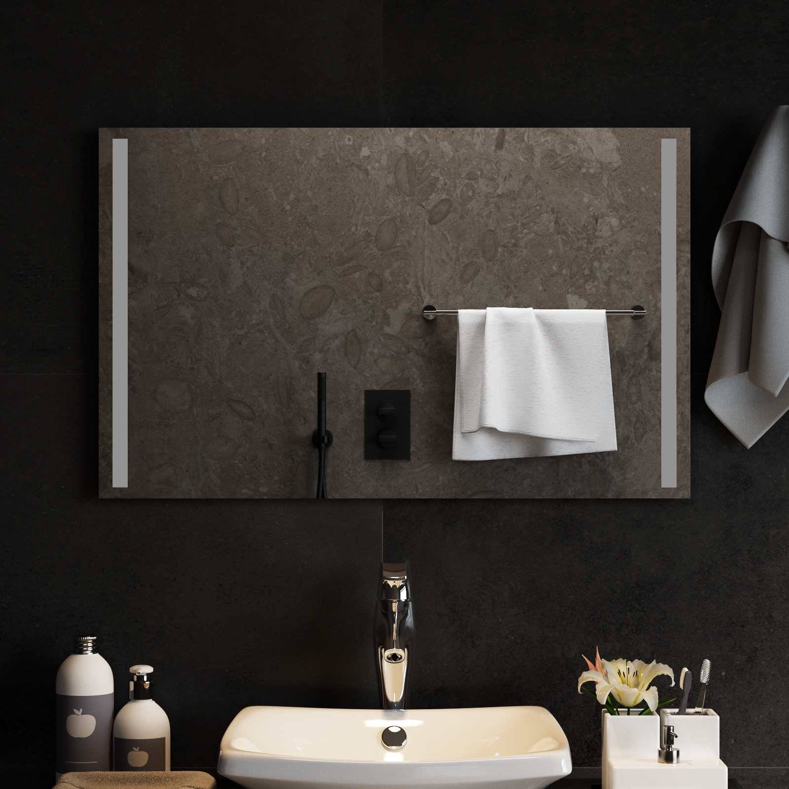 vidaXL LED-Badezimmerspiegel Transparent 80 x 50 cm Gehärtetes Glas