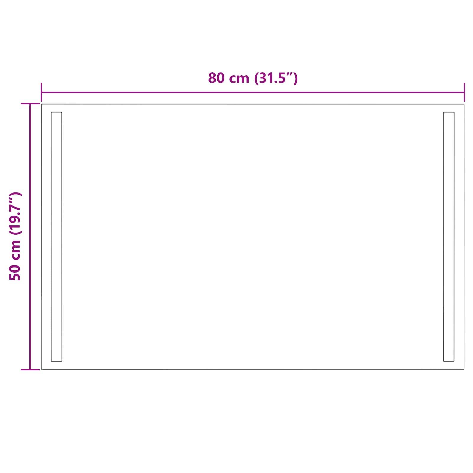 vidaXL LED-Badezimmerspiegel Transparent 80 x 50 cm Gehärtetes Glas
