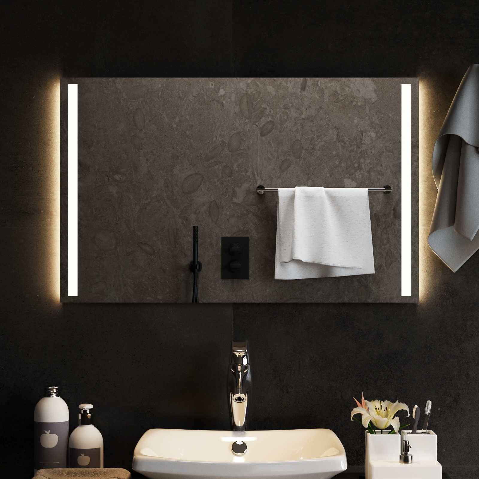 vidaXL LED-Badezimmerspiegel Transparent 80 x 50 cm Gehärtetes Glas