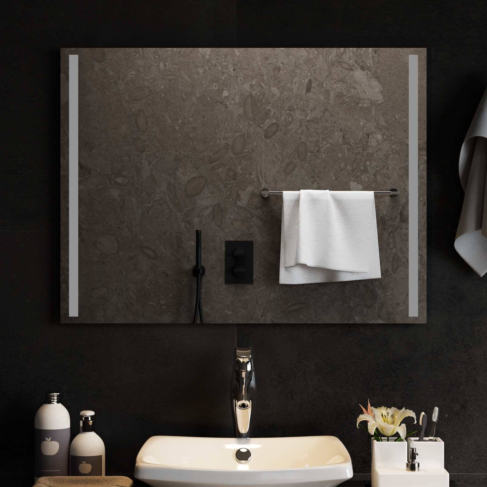 vidaXL LED-Badezimmerspiegel Transparent 80 x 60 cm Gehärtetes Glas
