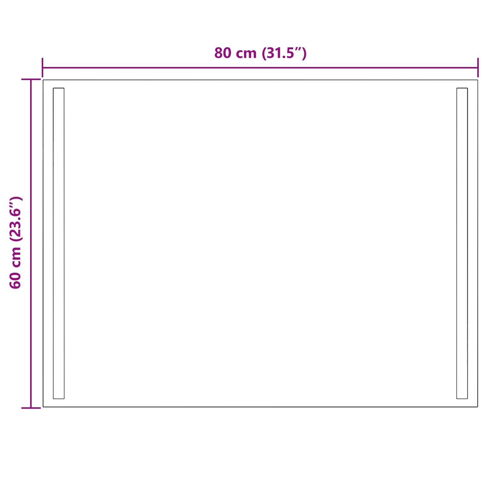 vidaXL LED-Badezimmerspiegel Transparent 80 x 60 cm Gehärtetes Glas