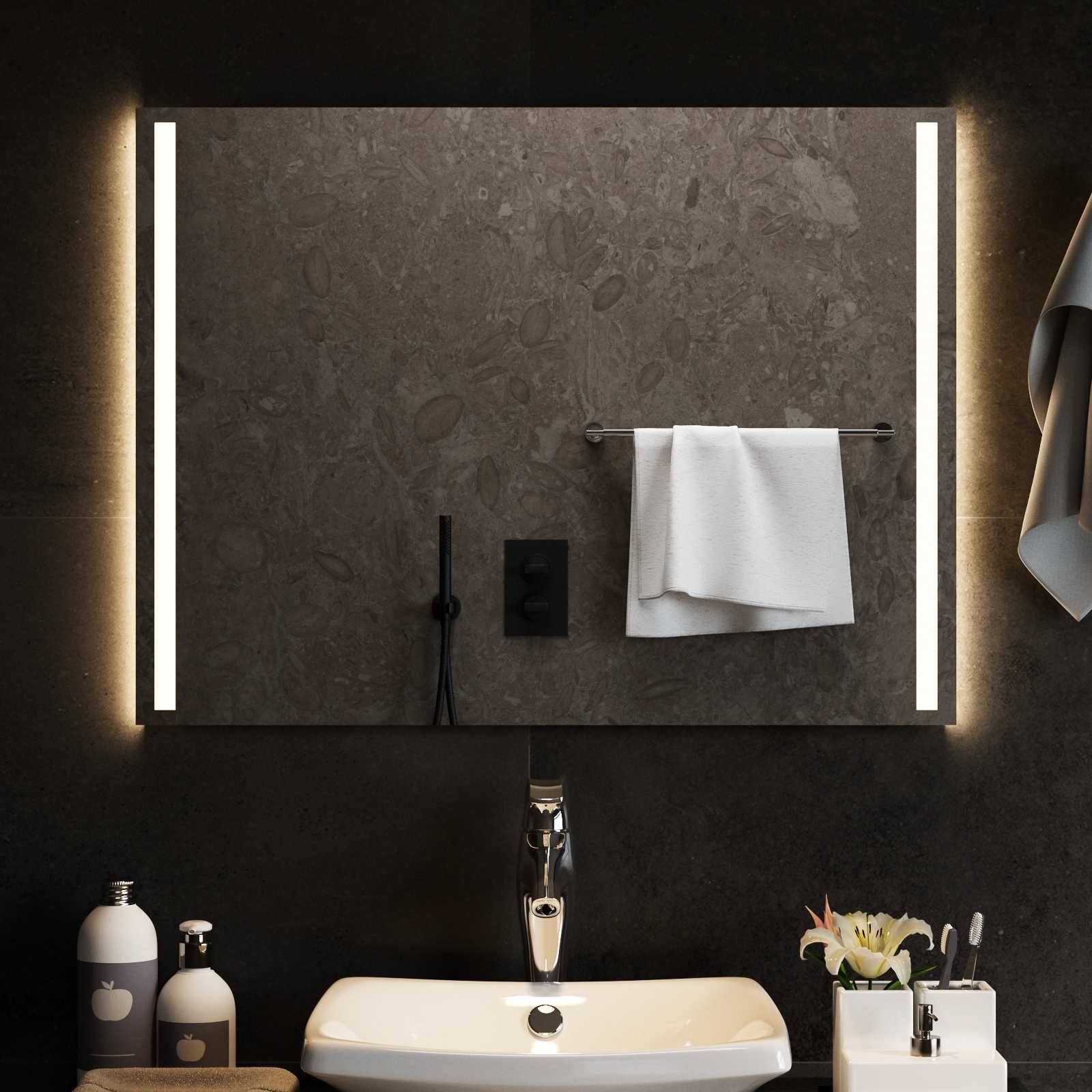 vidaXL LED-Badezimmerspiegel Transparent 80 x 60 cm Gehärtetes Glas
