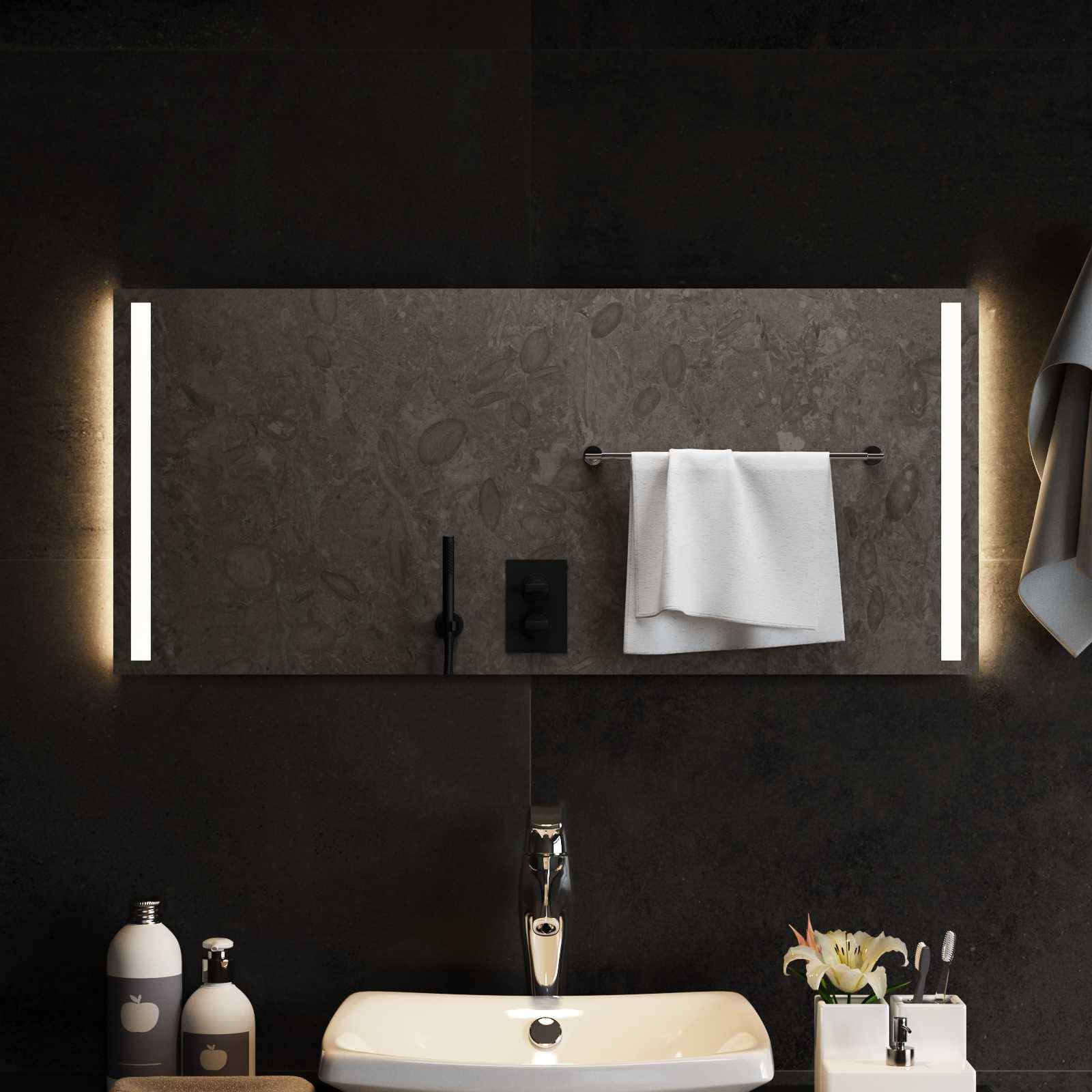 vidaXL LED-Badezimmerspiegel Transparent 90 x 40 cm Gehärtetes Glas