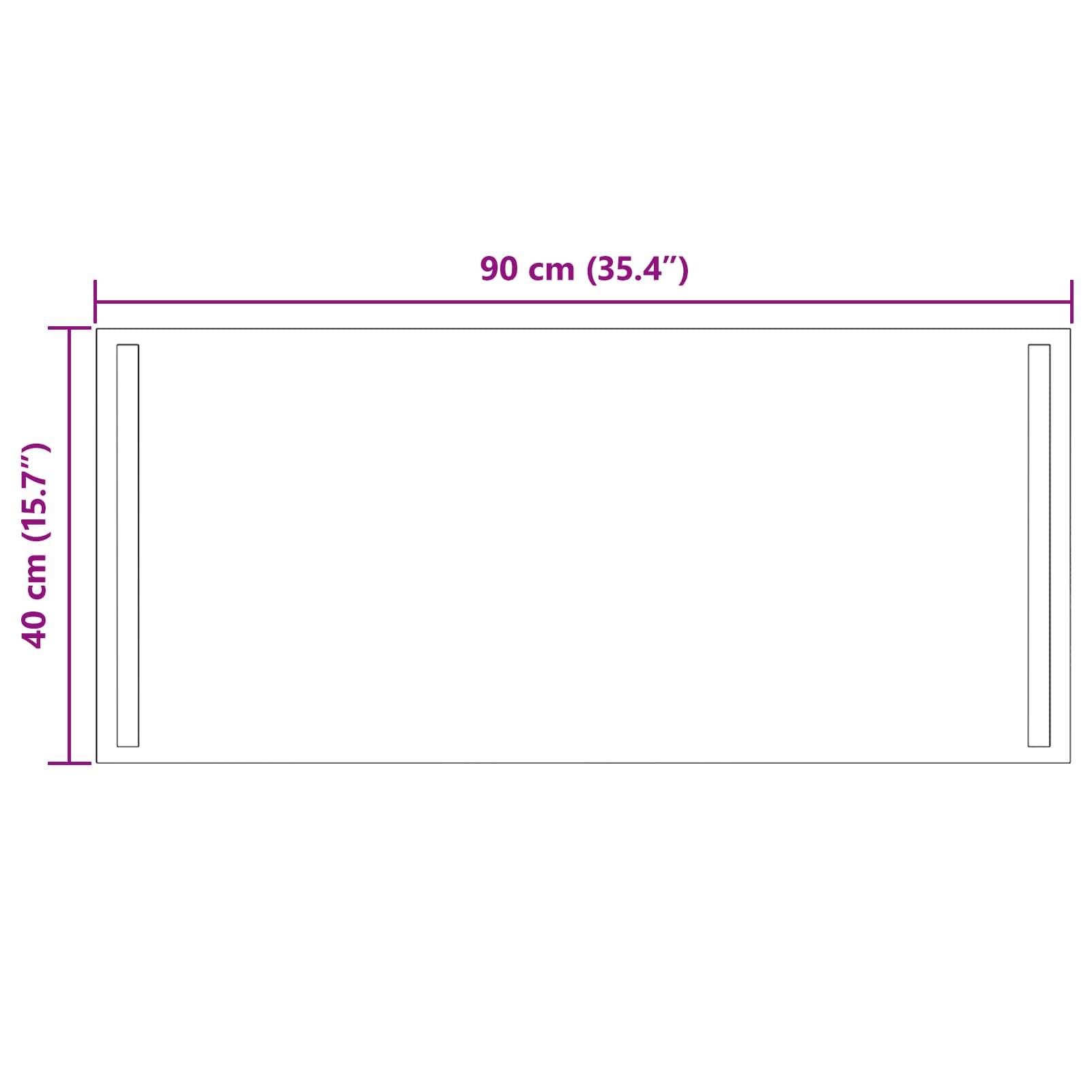 vidaXL LED-Badezimmerspiegel Transparent 90 x 40 cm Gehärtetes Glas