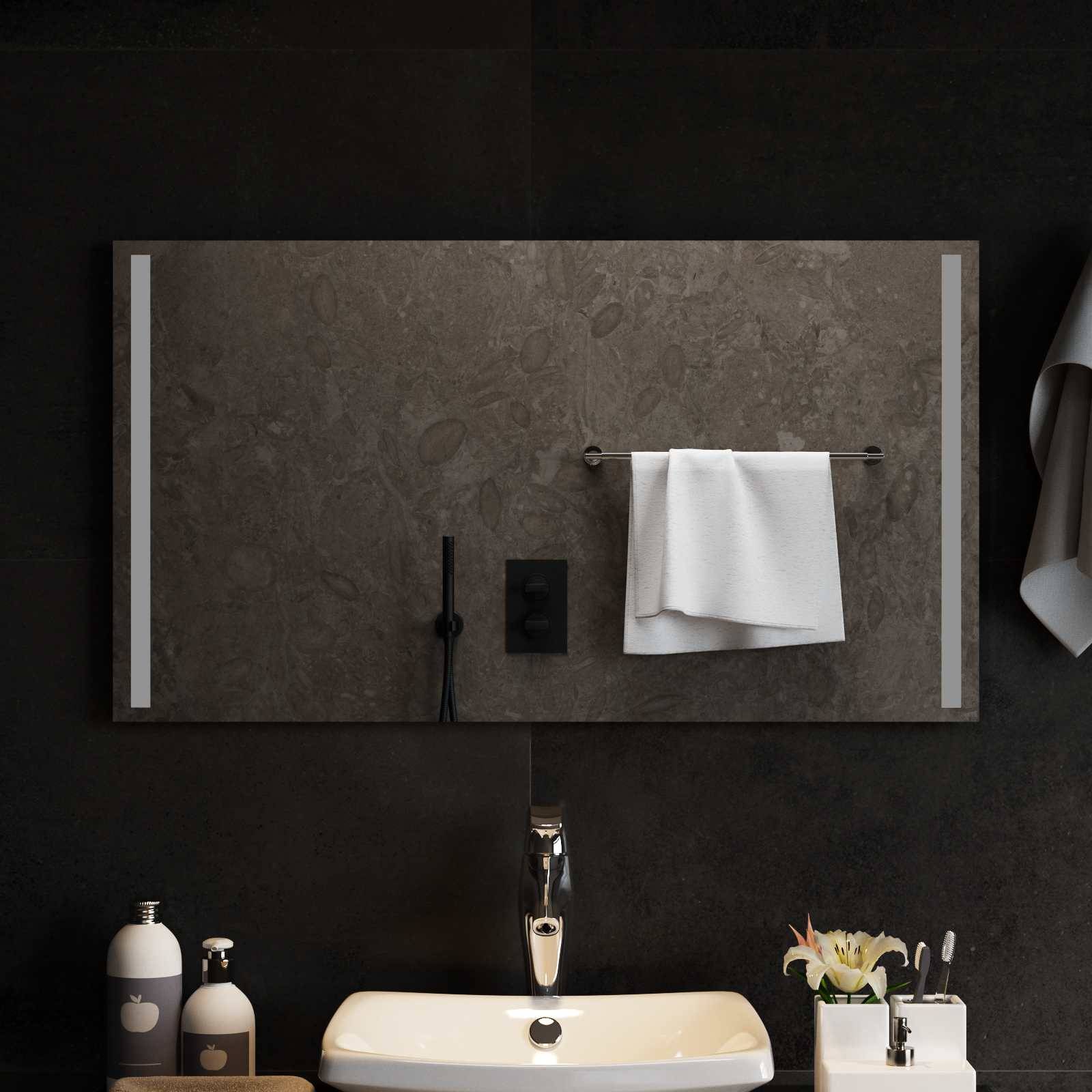 vidaXL LED-Badezimmerspiegel Transparent 90 x 50 cm Gehärtetes Glas