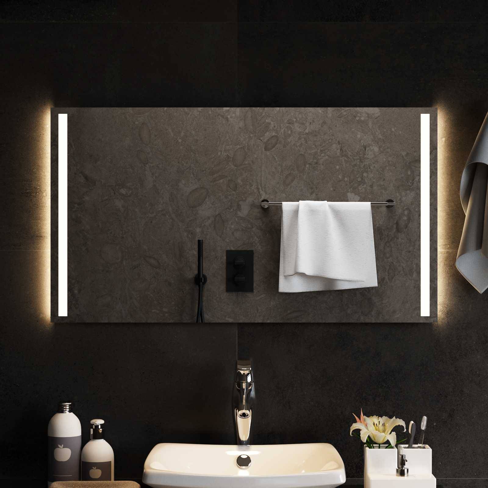 vidaXL LED-Badezimmerspiegel Transparent 90 x 50 cm Gehärtetes Glas