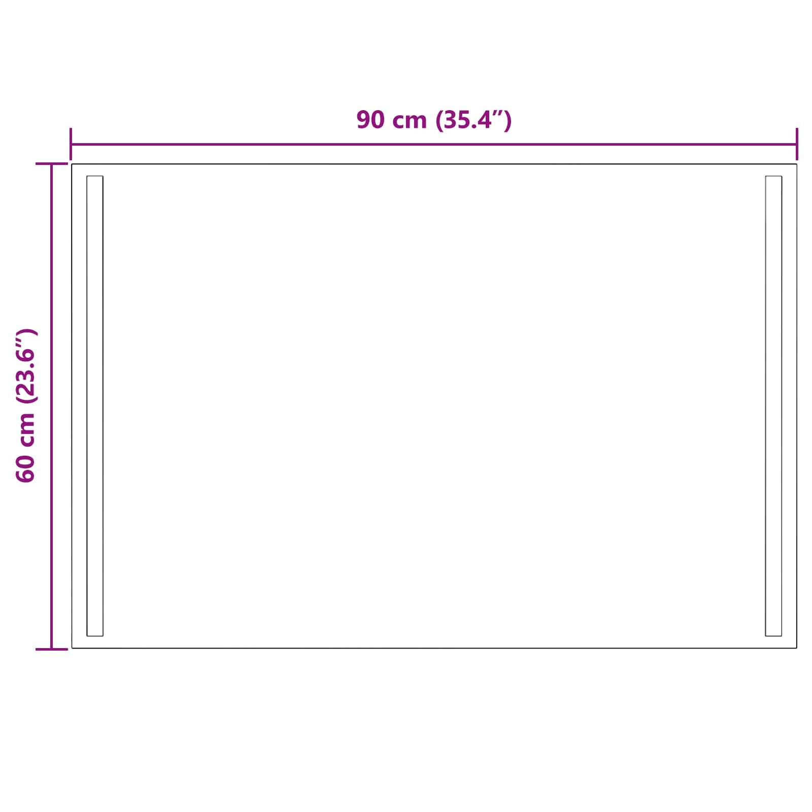 vidaXL LED-Badezimmerspiegel Transparent 90 x 60 cm Gehärtetes Glas