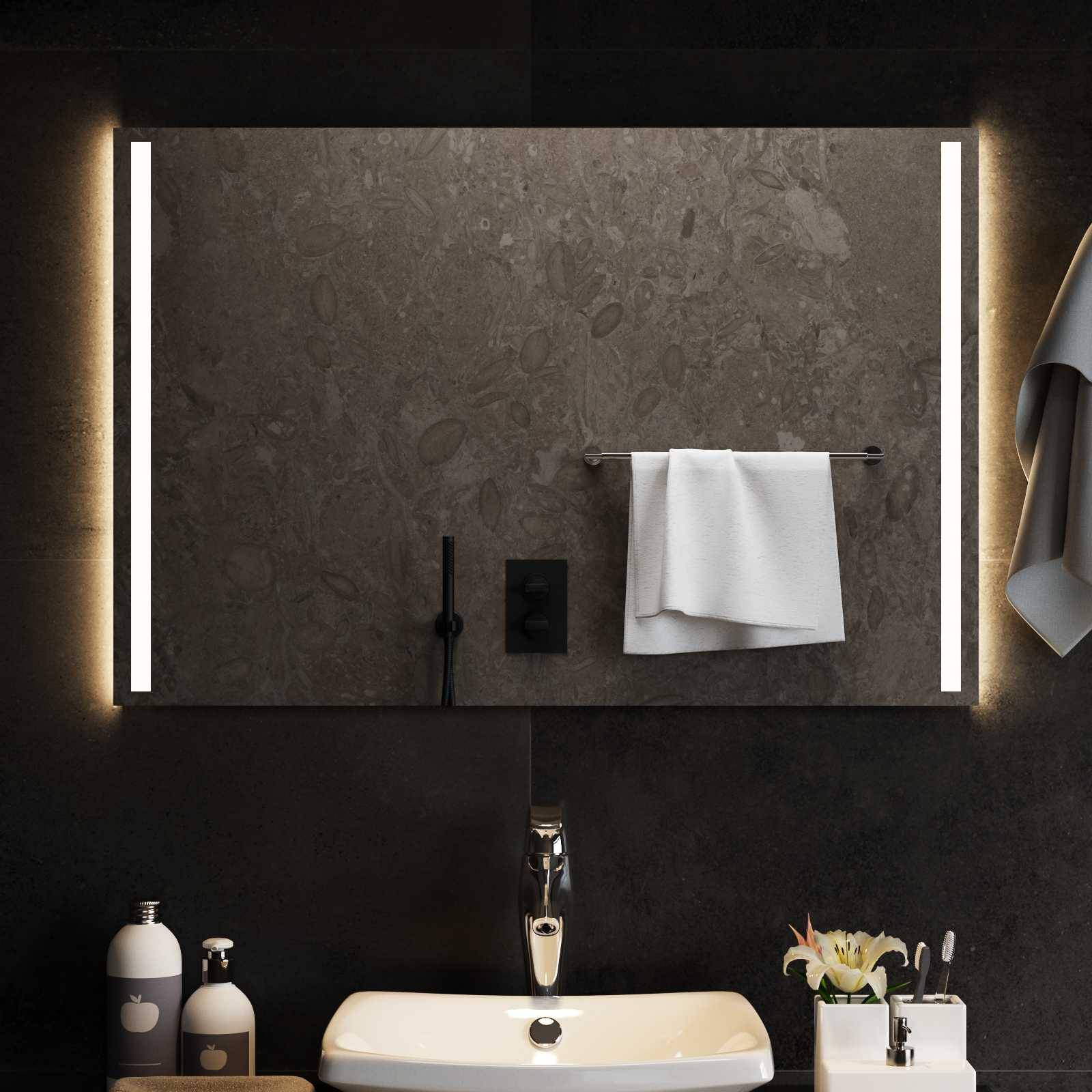 vidaXL LED-Badezimmerspiegel Transparent 90 x 60 cm Gehärtetes Glas
