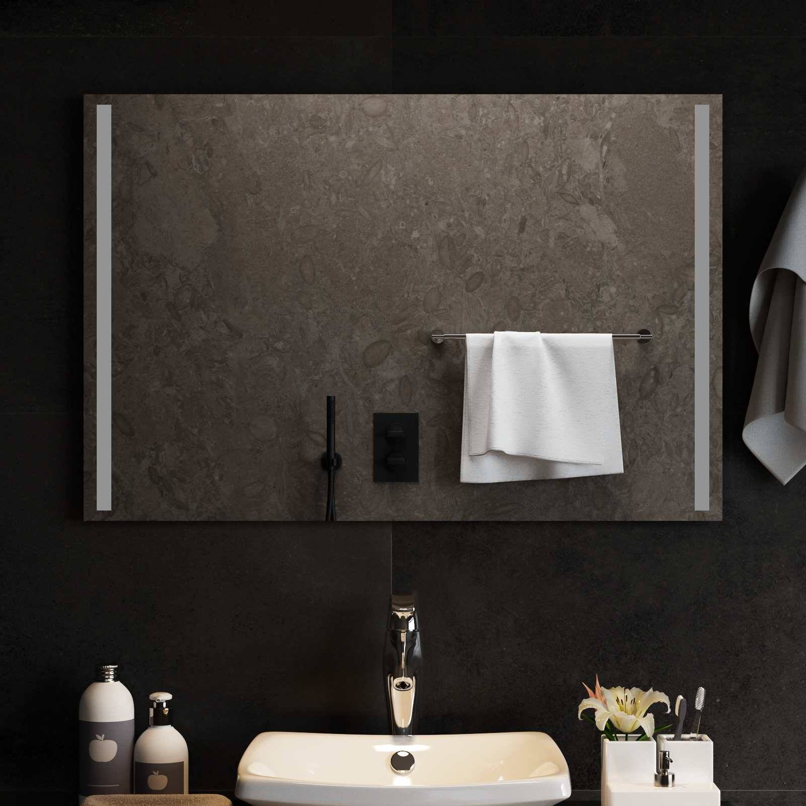 vidaXL LED-Badezimmerspiegel Transparent 90 x 60 cm Gehärtetes Glas