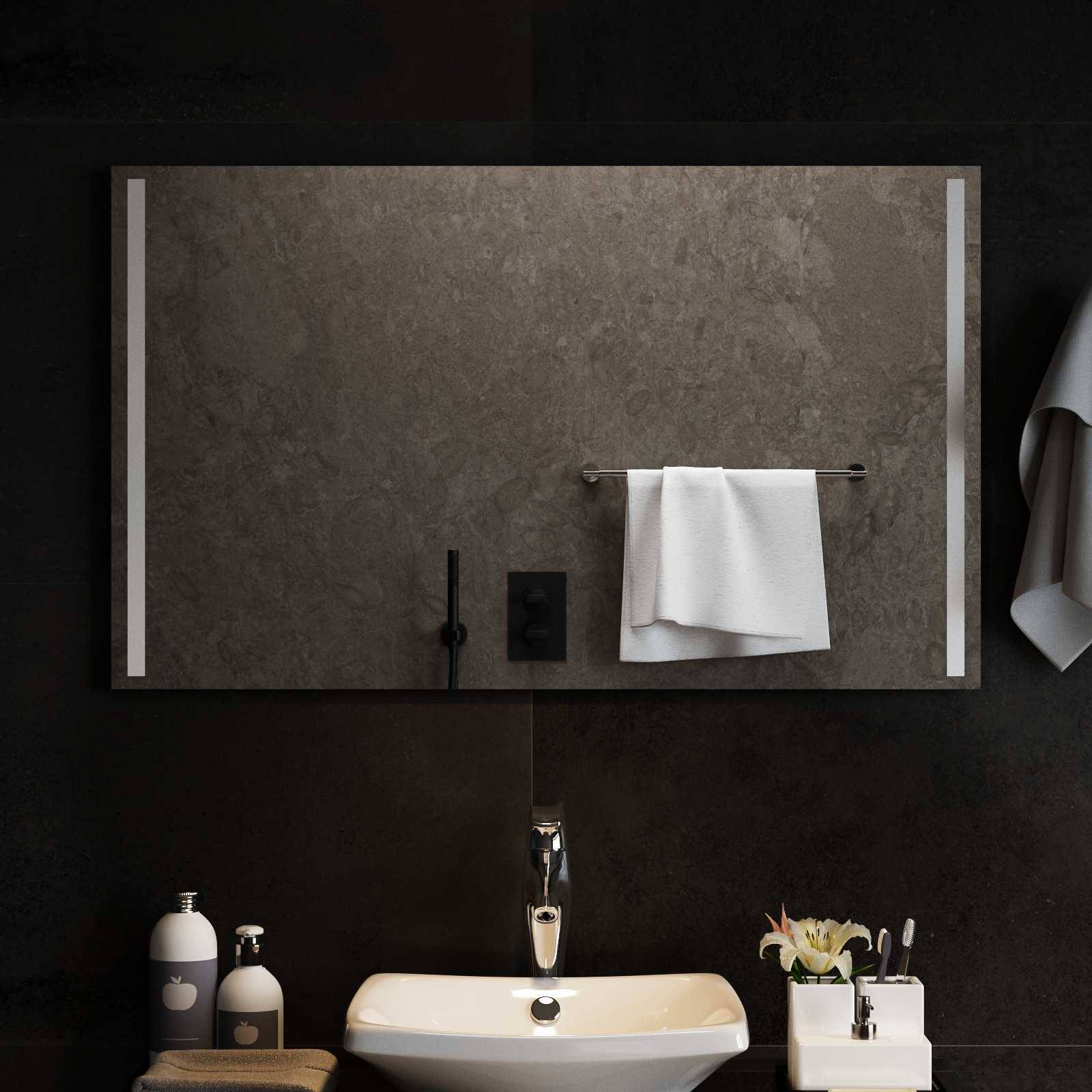 vidaXL LED-Badezimmerspiegel Transparent 100 x 60 cm Gehärtetes Glas