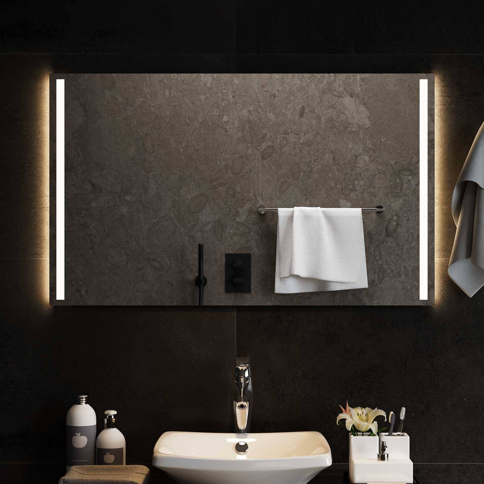 vidaXL LED-Badezimmerspiegel Transparent 100 x 60 cm Gehärtetes Glas