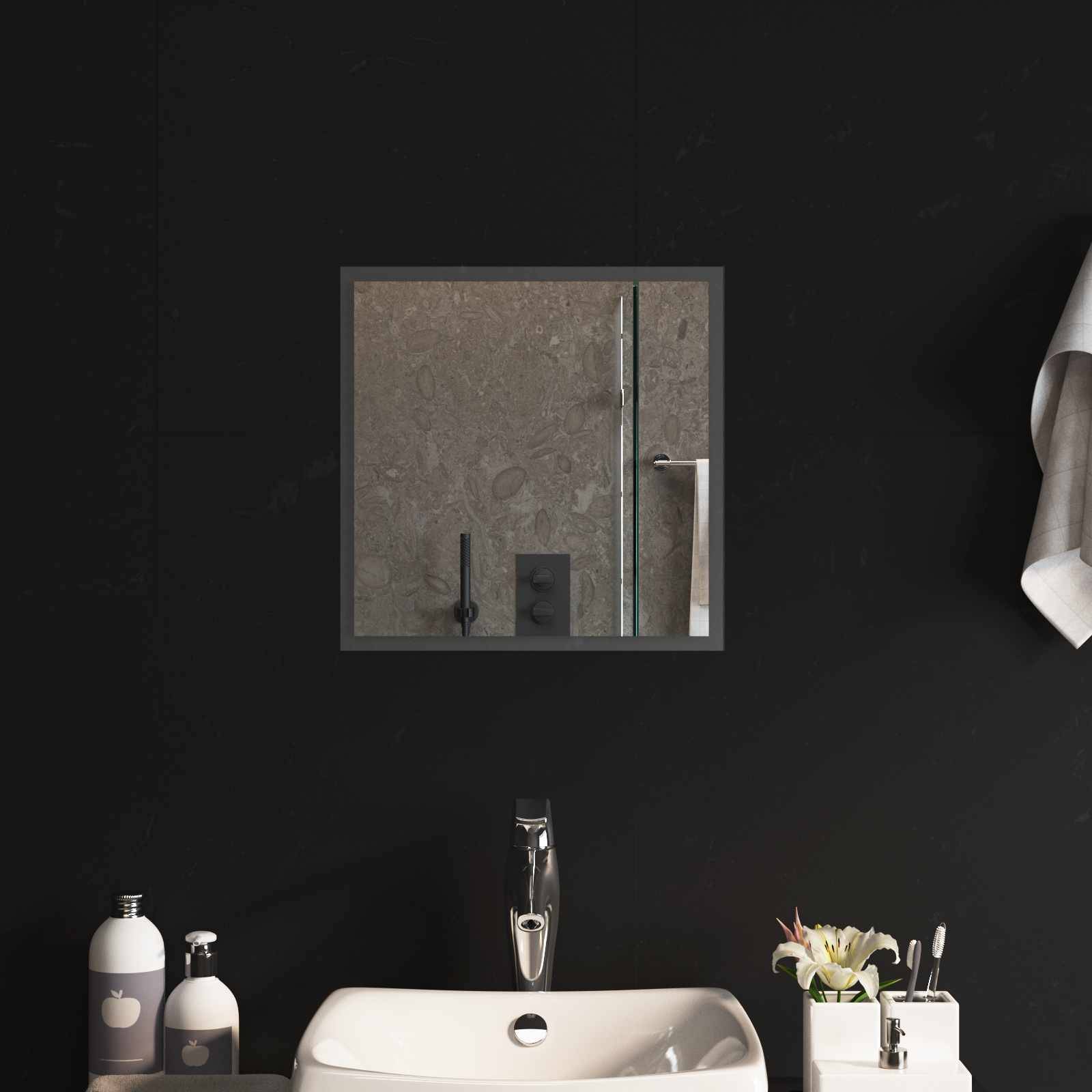 vidaXL LED-Badezimmerspiegel Transparent 40 x 40 cm Gehärtetes Glas