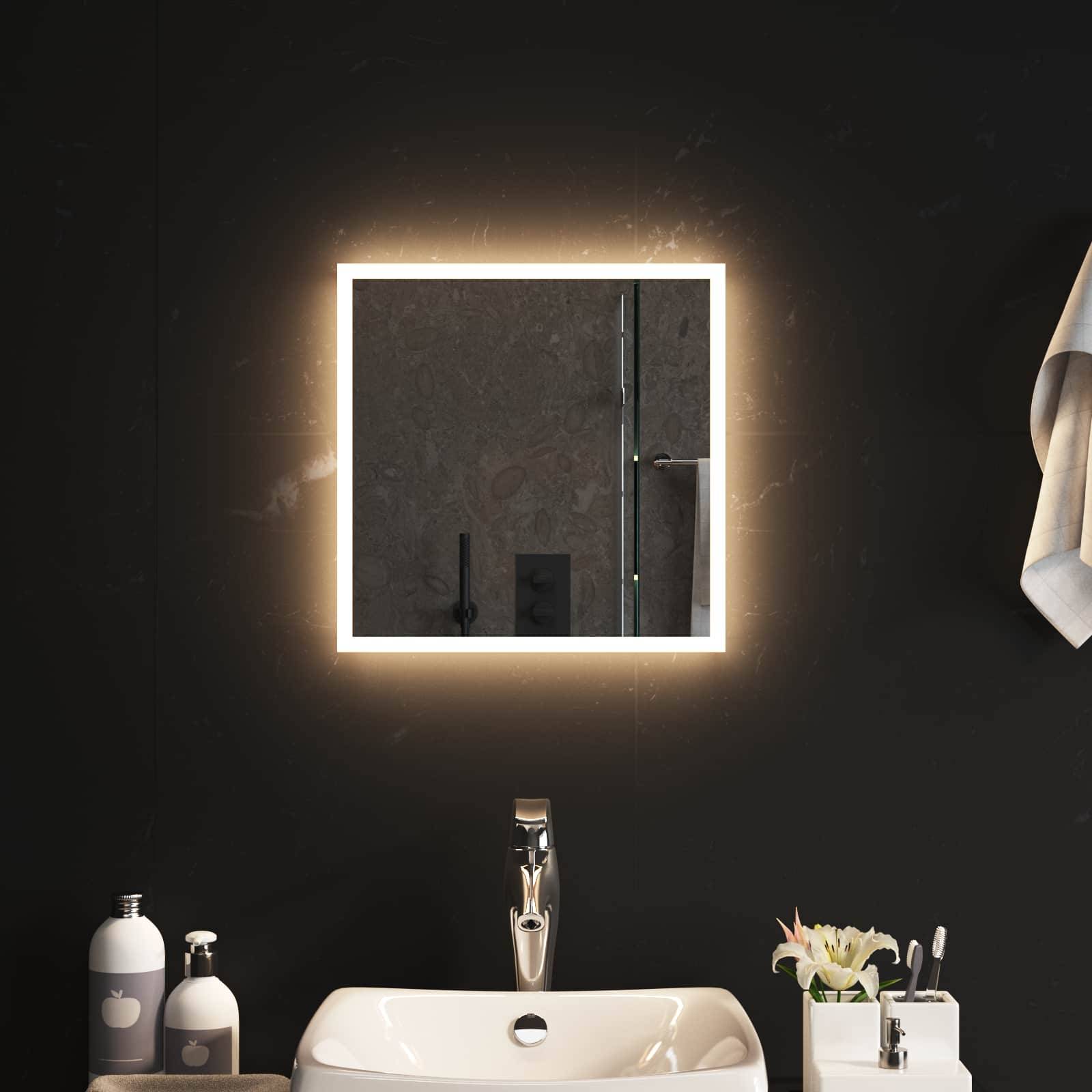 vidaXL LED-Badezimmerspiegel Transparent 40 x 40 cm Gehärtetes Glas