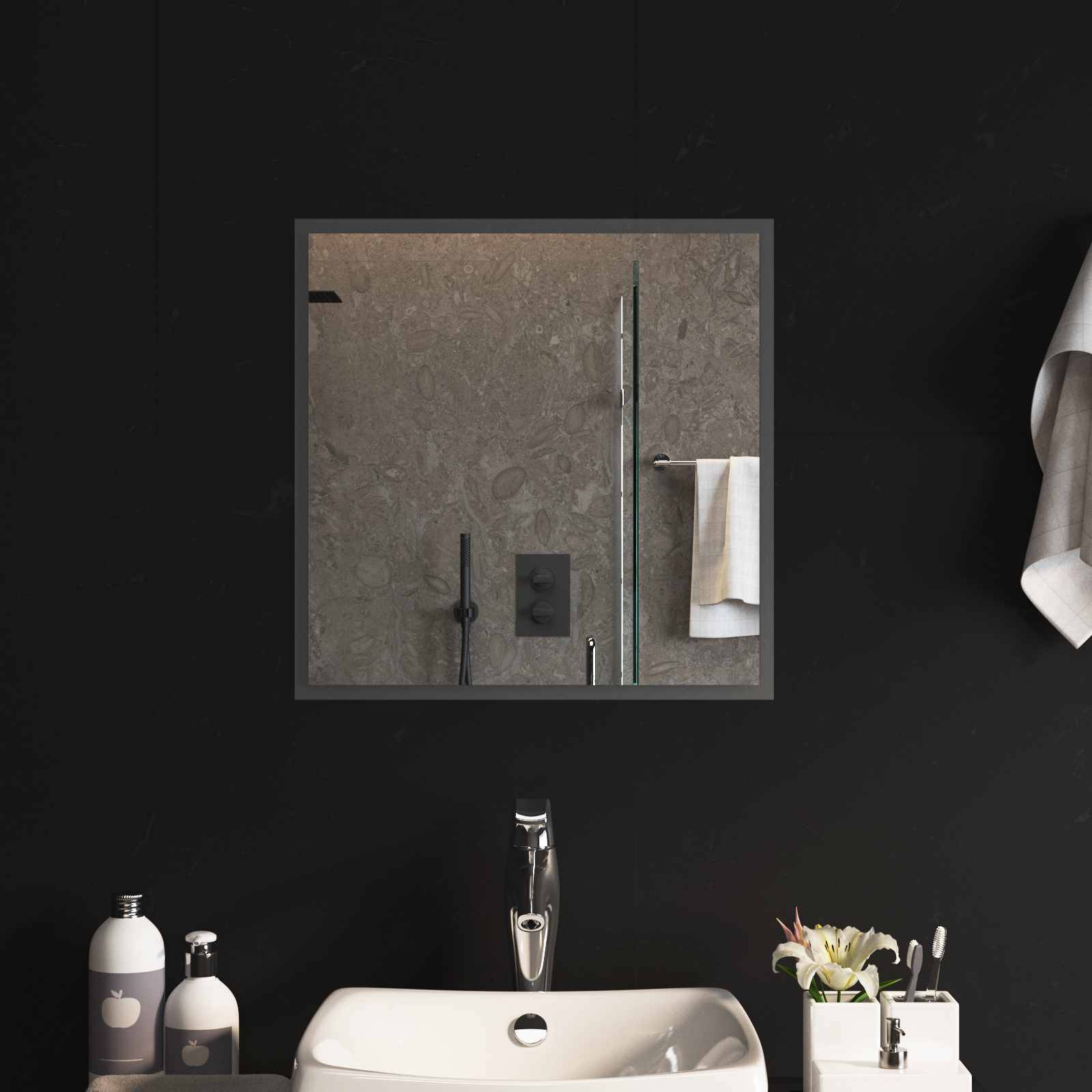 vidaXL LED-Badezimmerspiegel Transparent 50 x 50 cm Gehärtetes Glas